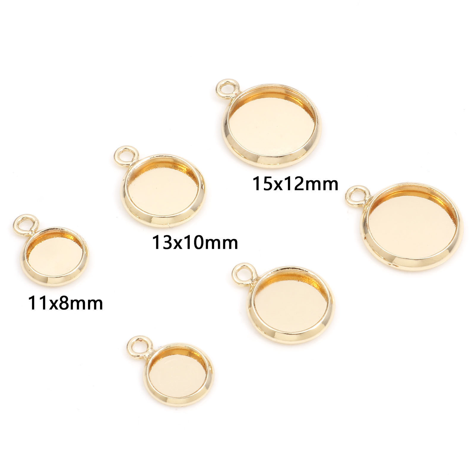 Picture of Brass Charms Round Disc 14K Real Gold Plated Cabochon Settings