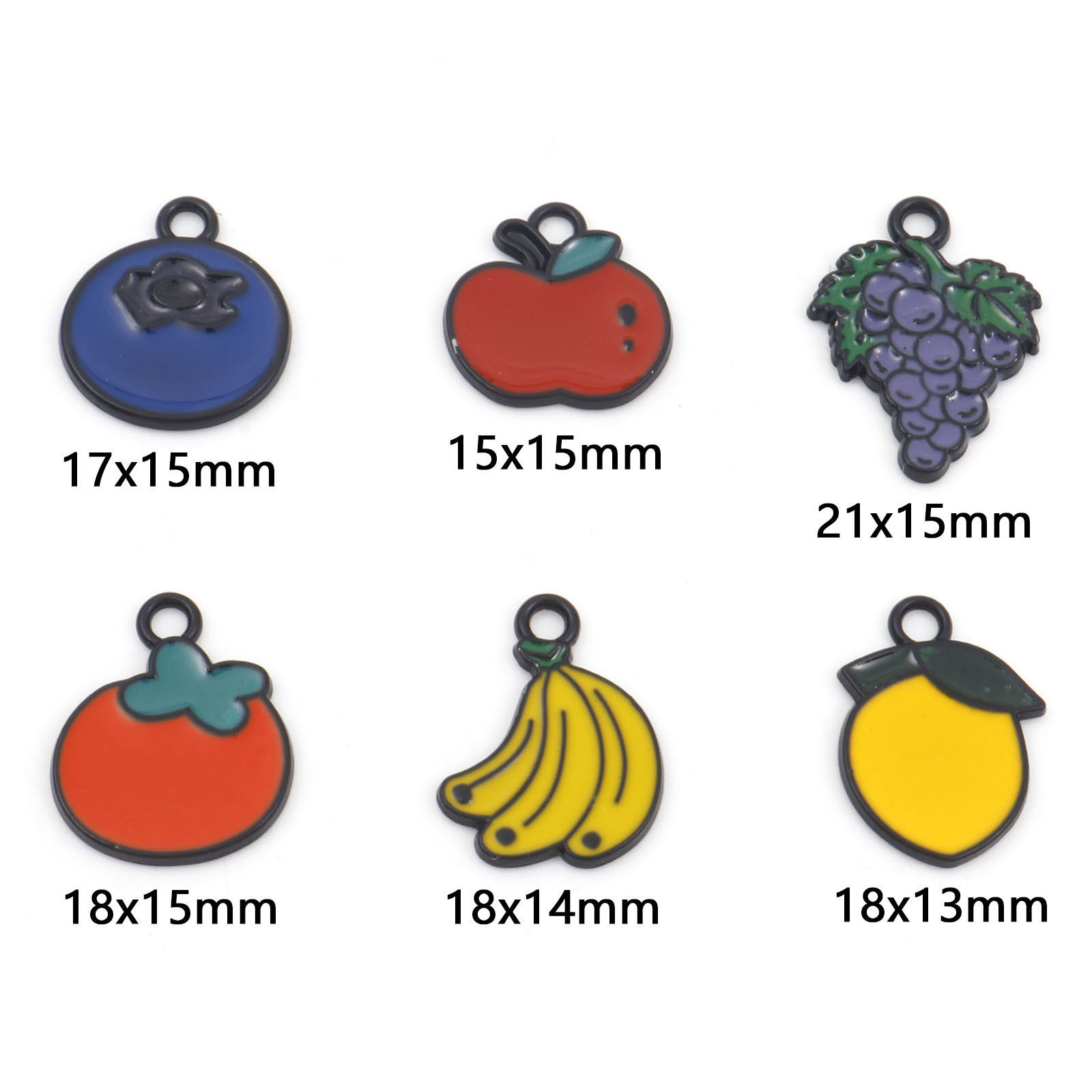 Picture of Zinc Based Alloy Charms Black Multicolor Fruit Fruit Enamel