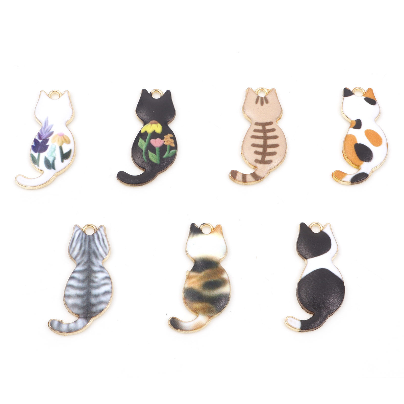 Picture of Zinc Based Alloy Pendants Gold Plated Multicolor Cat Animal Enamel 3cm x 1.6cm