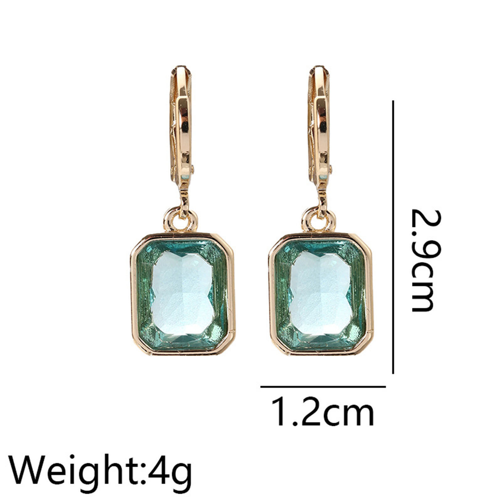 Picture of Brass Simple Earrings Gold Plated Square Multicolour Cubic Zirconia 2.9cm x 1.2cm