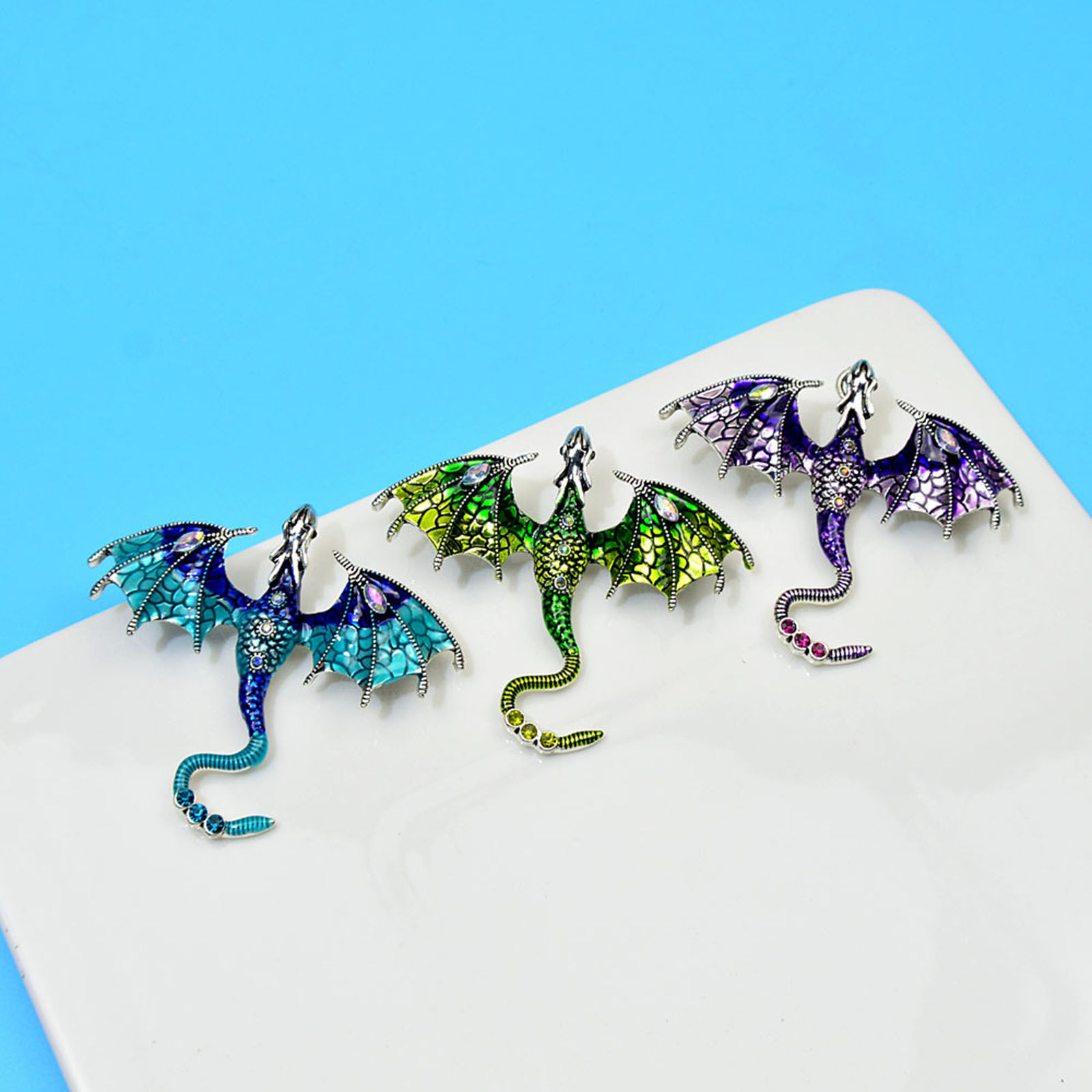 Bild von Stilvoll Brosche Drache Bunt Emaille 1 Stück