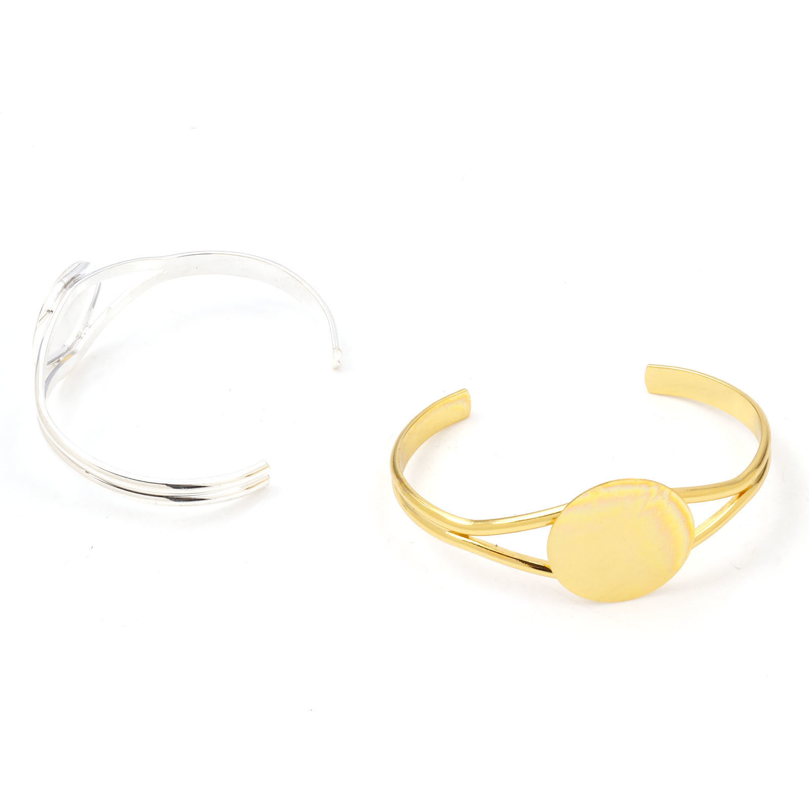 Picture of Brass Cabochon Settings Open Cuff Bangles Bracelets Findings Multicolor 16cm(6 2/8") long