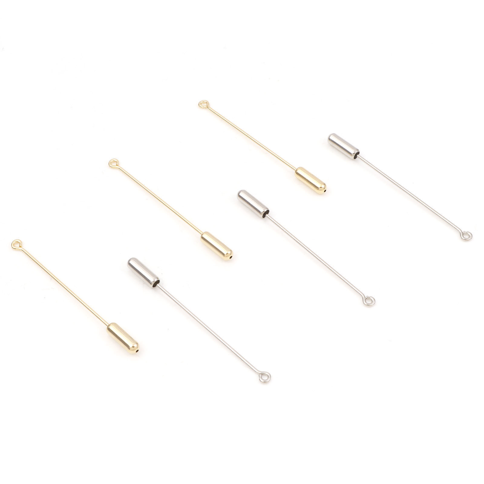 Bild von Messing Brosche Streifen 14K Vergoldet 5cm x 0,4cm, 5 Stück