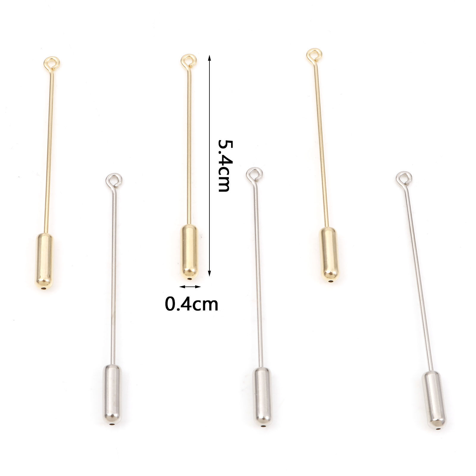 Bild von Messing Brosche Streifen 14K Vergoldet 5cm x 0,4cm, 5 Stück