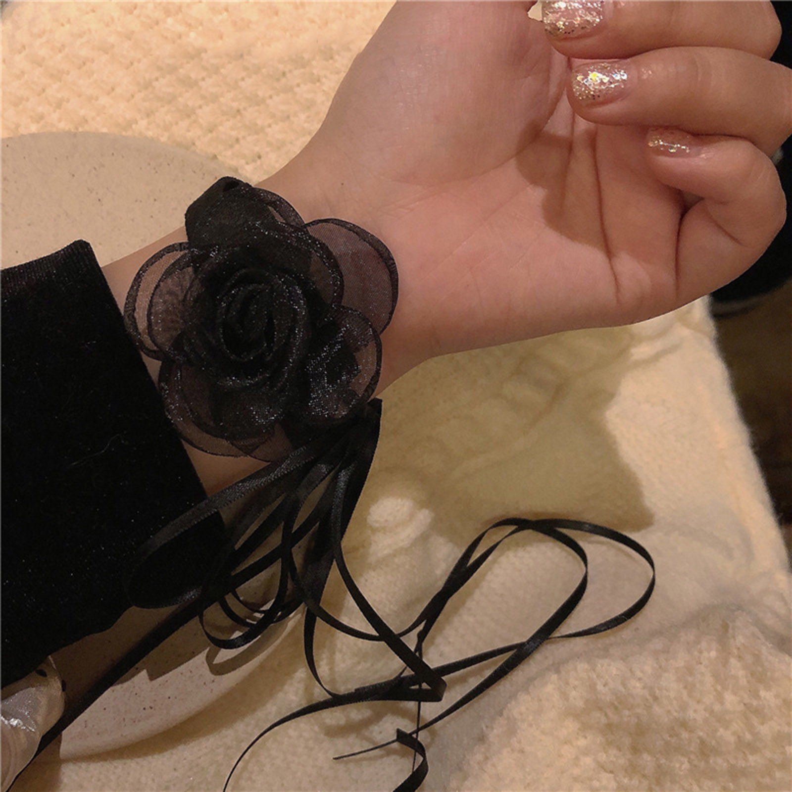 Picture of Gauze Japanese Style Choker Necklace Multicolor Flower