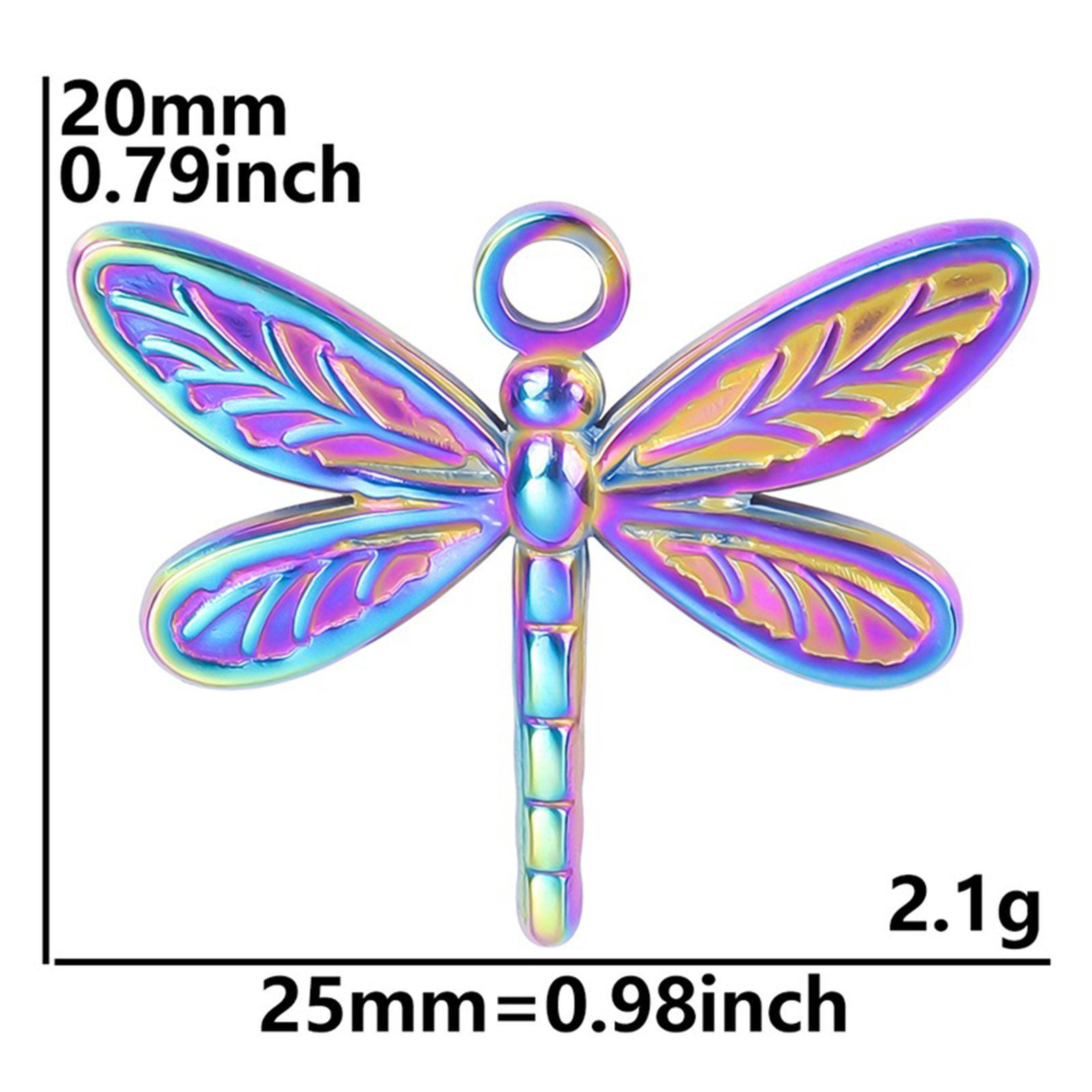 Picture of 304 Stainless Steel Charms Multicolor Dragonfly Animal 20mm x 25mm