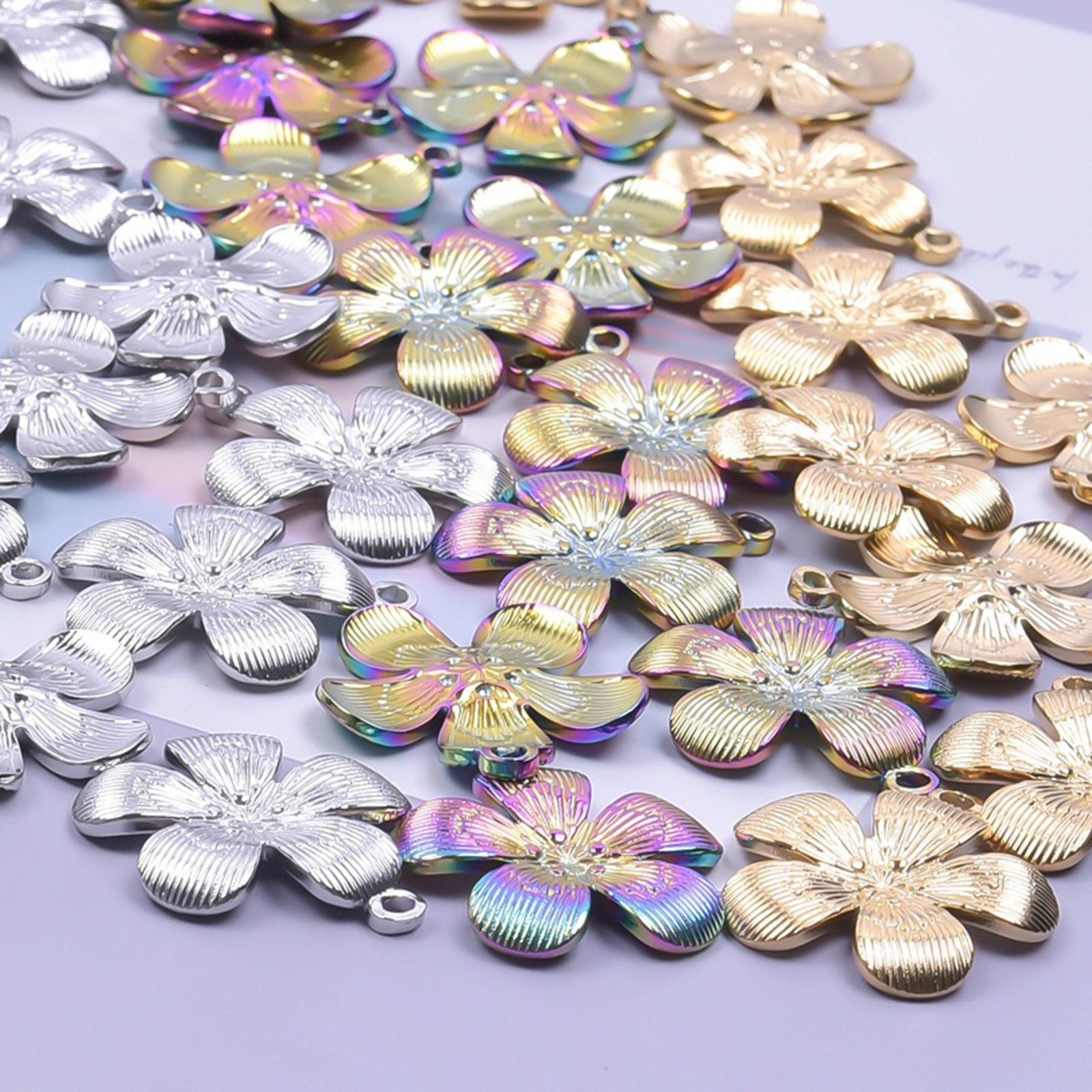 Picture of 304 Stainless Steel Charms Multicolor Flower 27mm x 25mm