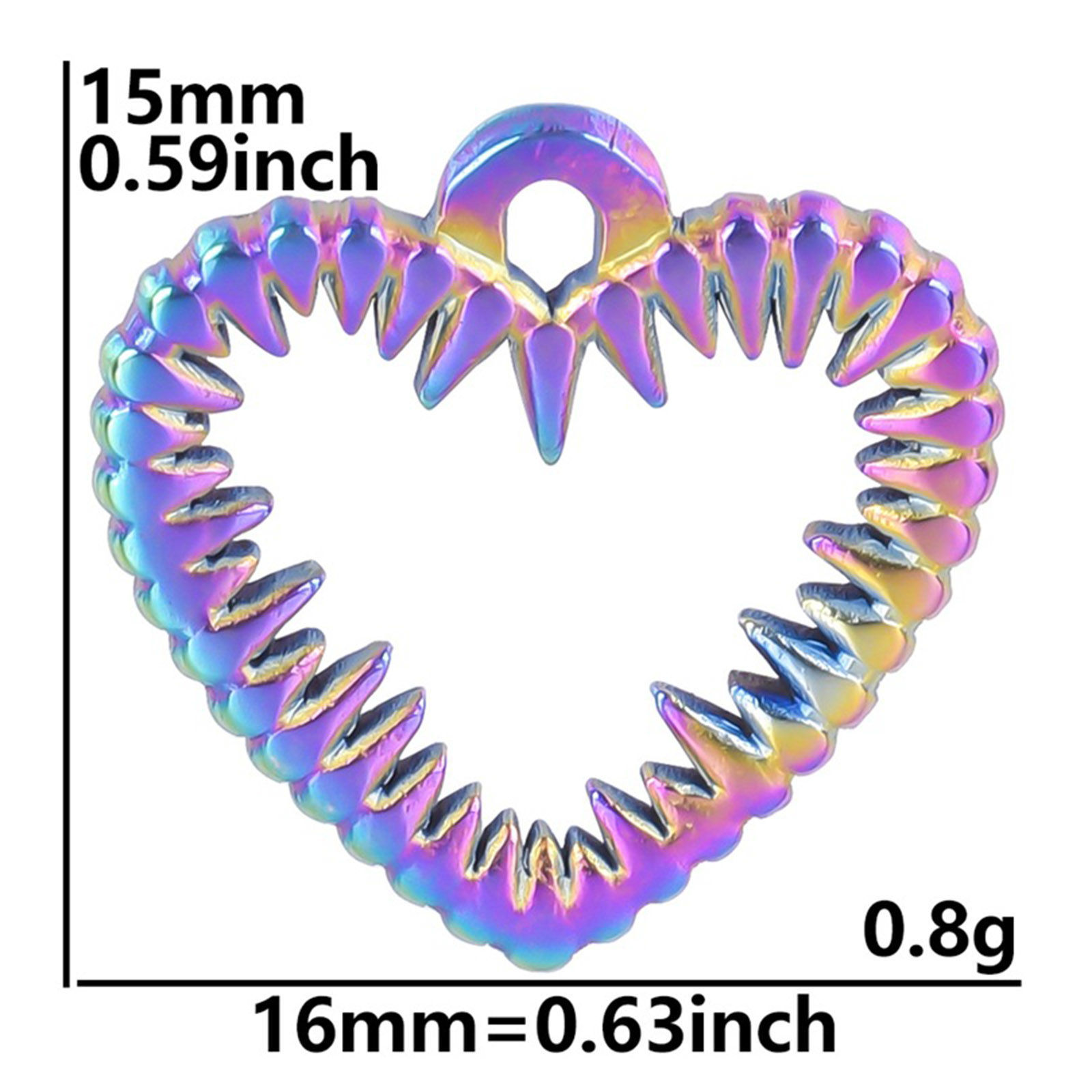 Picture of 304 Stainless Steel Charms Multicolor Heart 15mm x 16mm