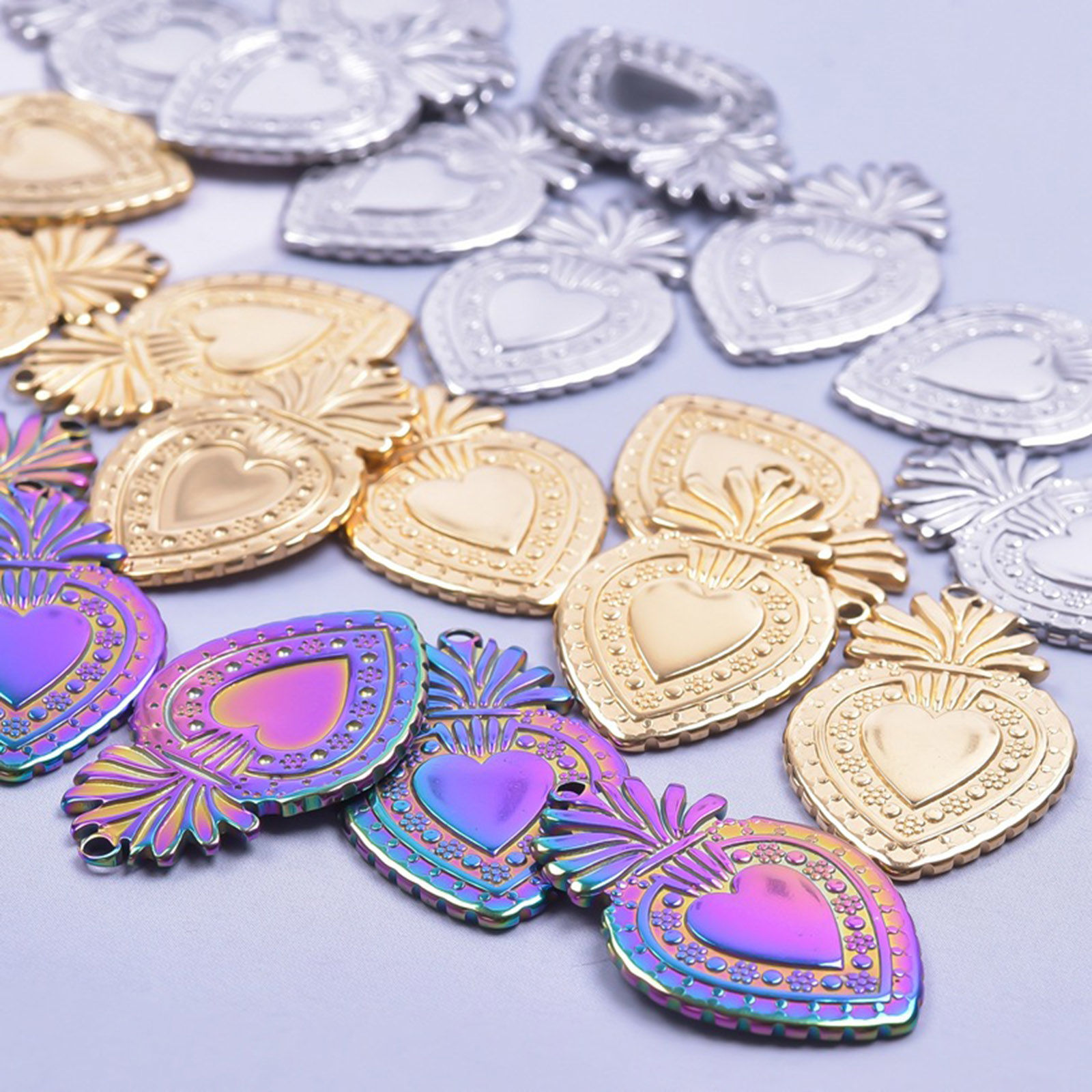 Picture of 304 Stainless Steel Charms Multicolor Strawberry Fruit 30mm x 19mm