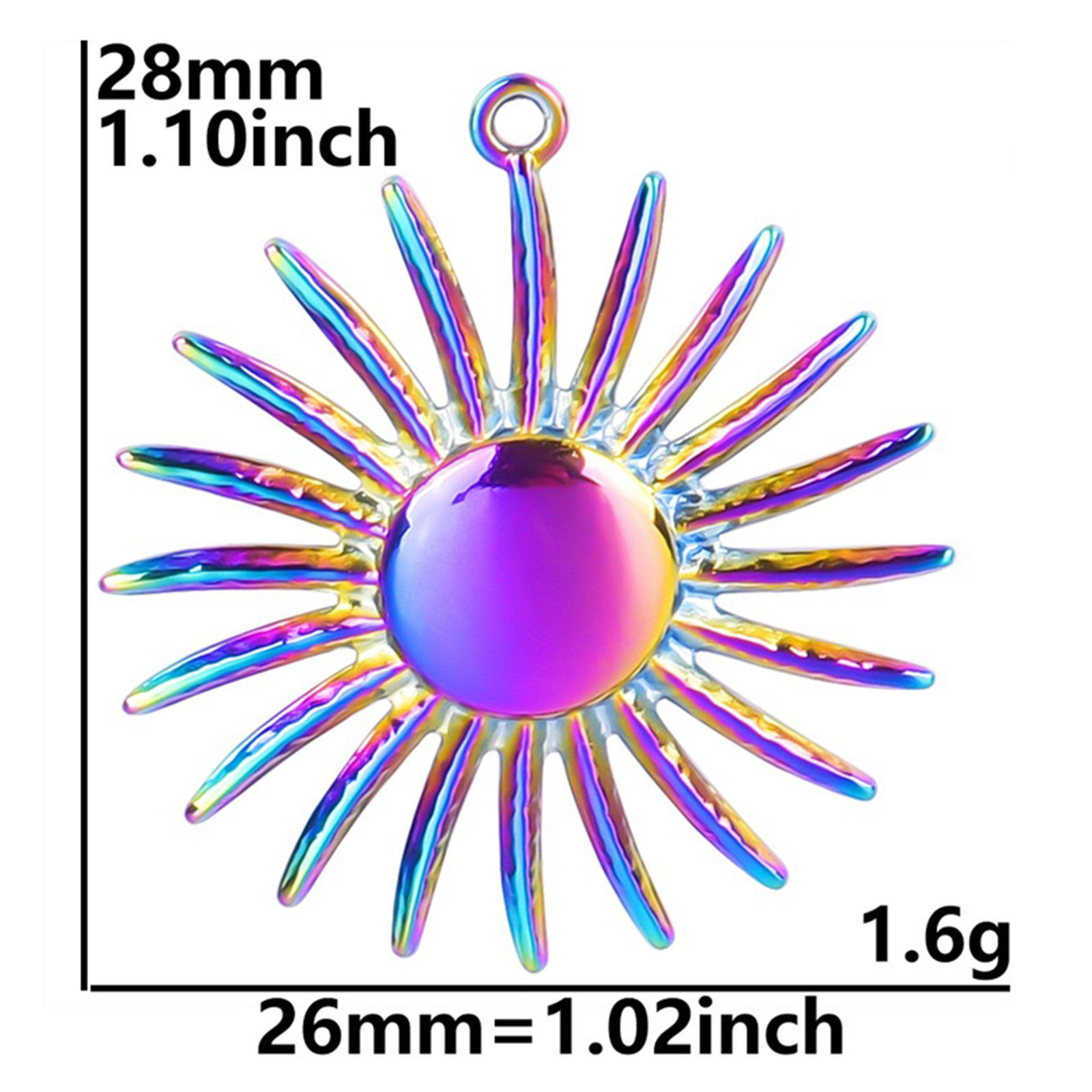 Bild von 304 Edelstahl Charms Sonne Bunt 28mm x 26mm, 1 Stück