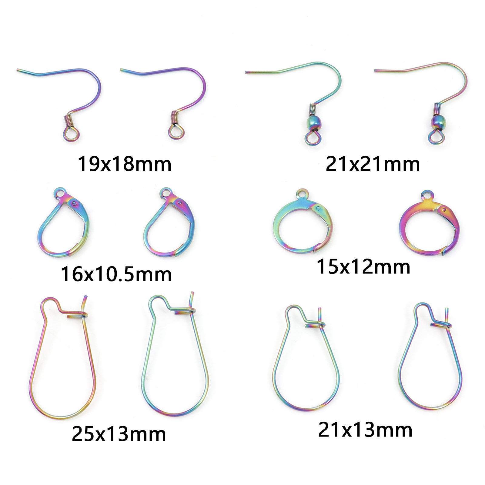 Image de Accessoires de Boucles d'Oreilles en 304 Acier Inoxydable Multicolore 10 Pcs