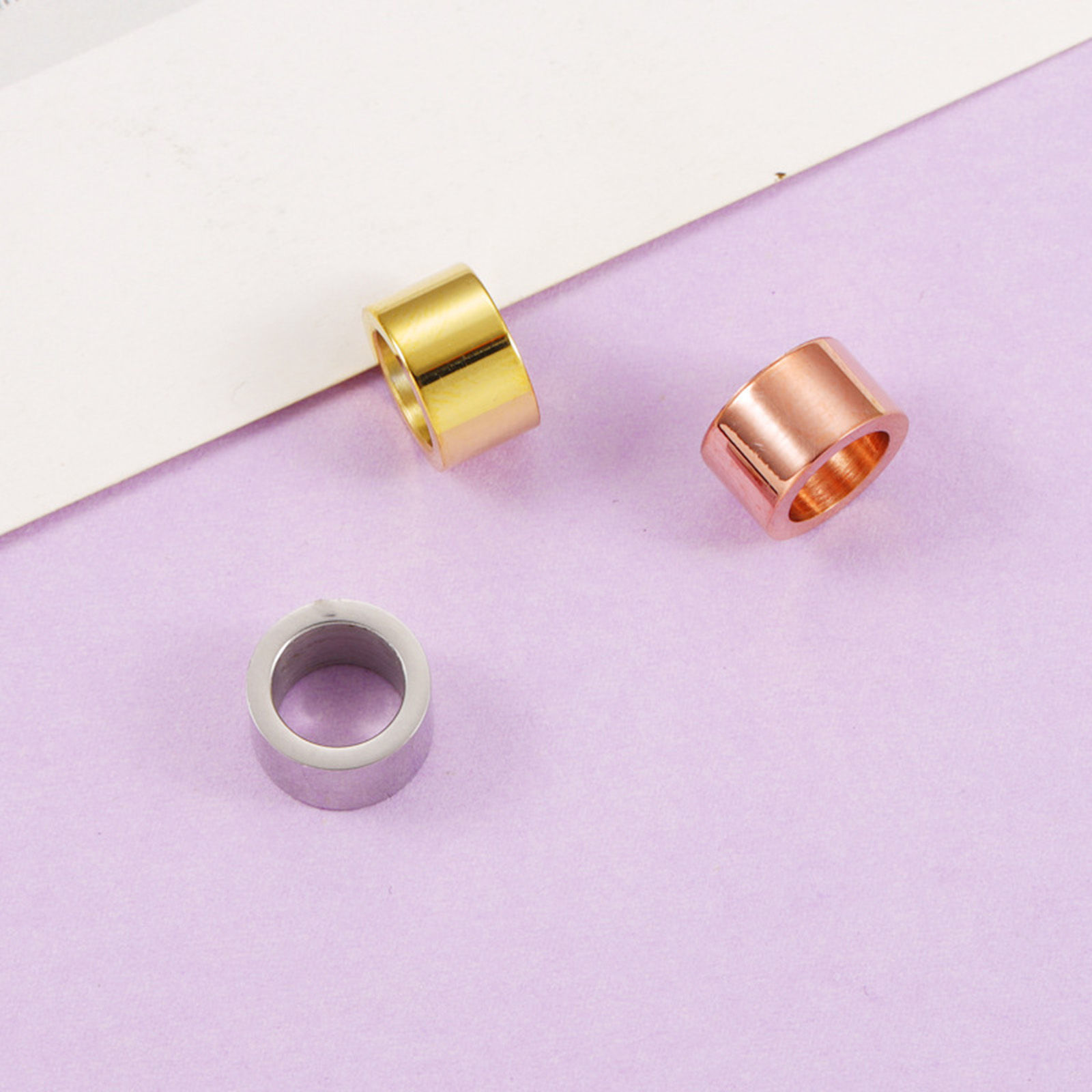Bild von 304 Edelstahl Leere Stempeletiketten Perlen Zylinder Bunt Eine Seite 10mm x 6mm, Loch: Ca. 1, Stück