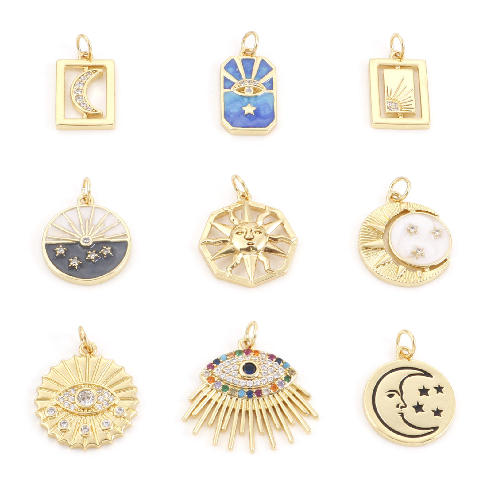 Picture of Brass Galaxy Charms Gold Plated Half Moon Star