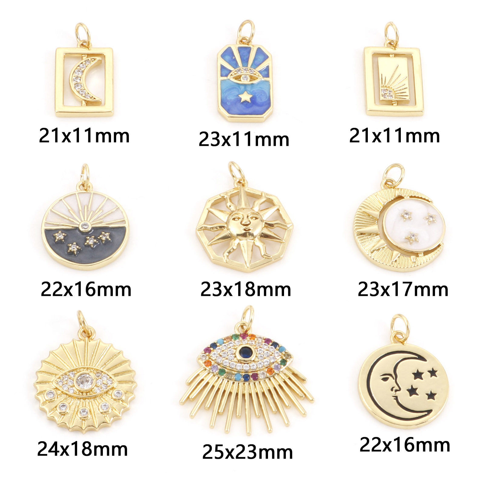 Picture of Brass Galaxy Charms Gold Plated Half Moon Star