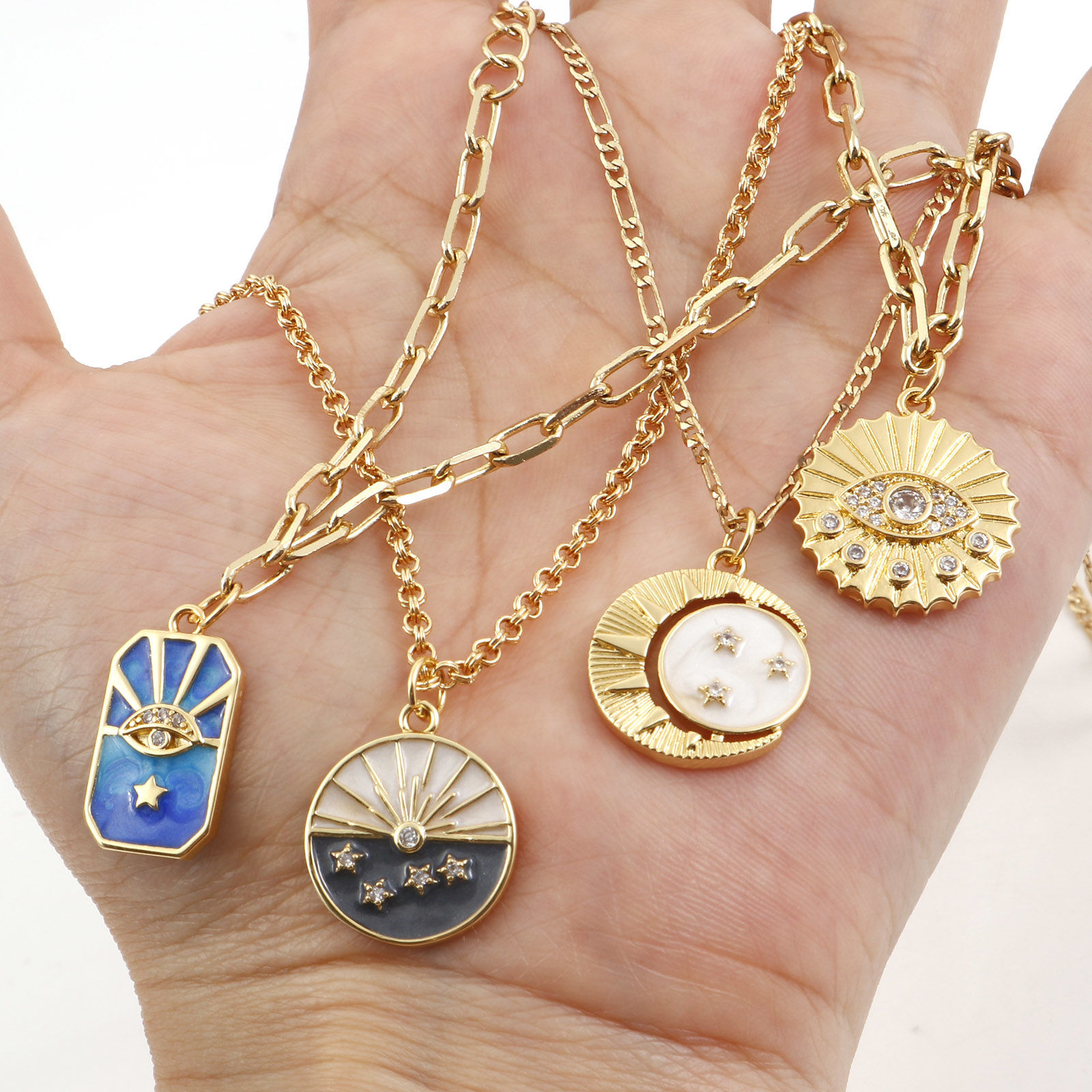 Picture of Brass Galaxy Charms Gold Plated Half Moon Star