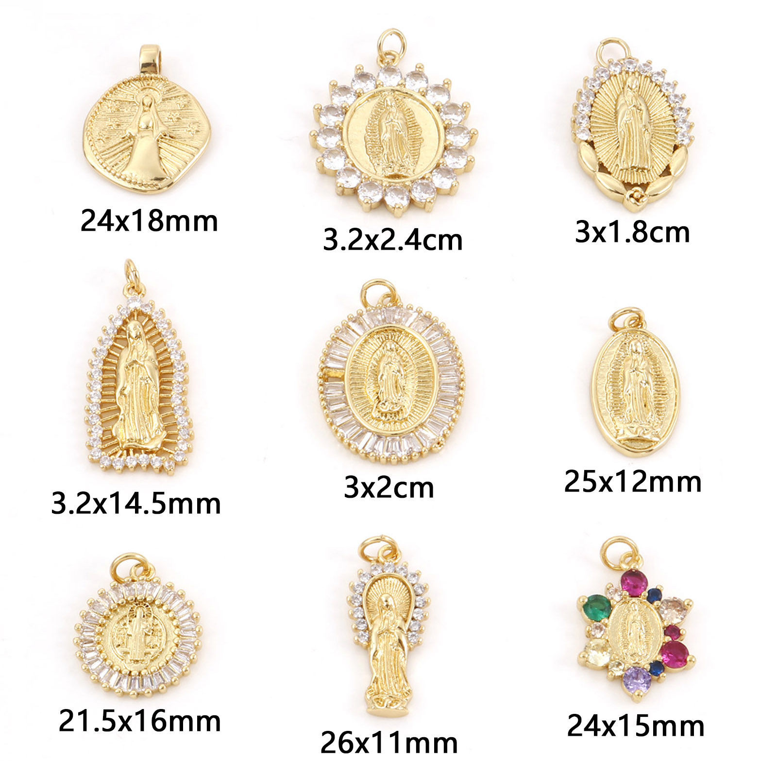 Picture of Brass Religious Charms Gold Plated Virgin Mary