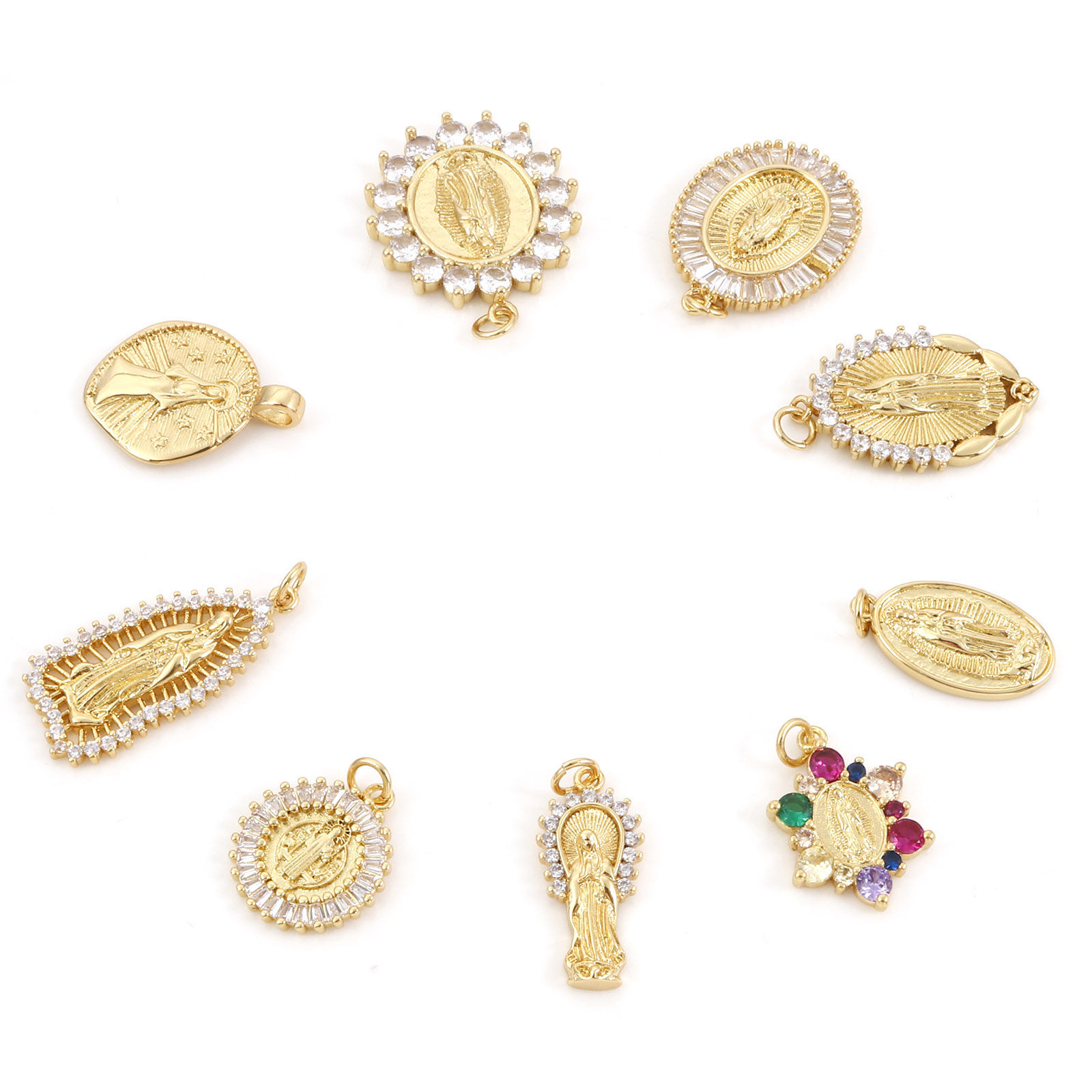 Picture of Brass Religious Charms Gold Plated Virgin Mary