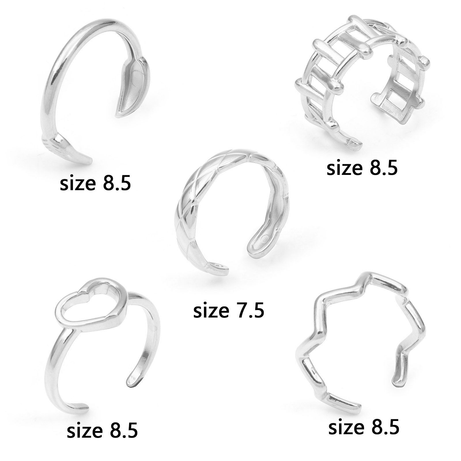 Picture of 304 Stainless Steel Stylish Open Rings Silver Tone Wave