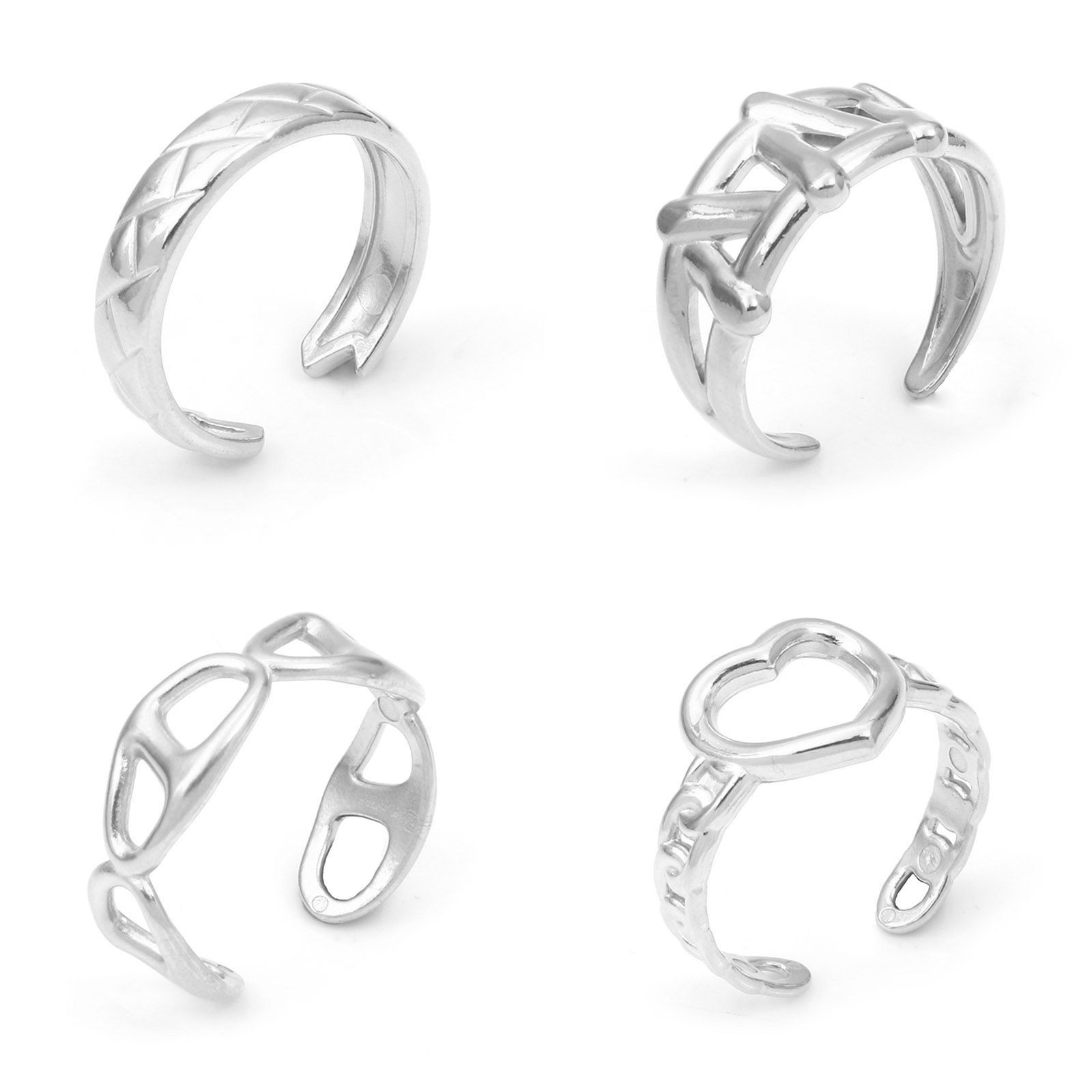 Picture of 304 Stainless Steel Stylish Open Rings Silver Tone Heart