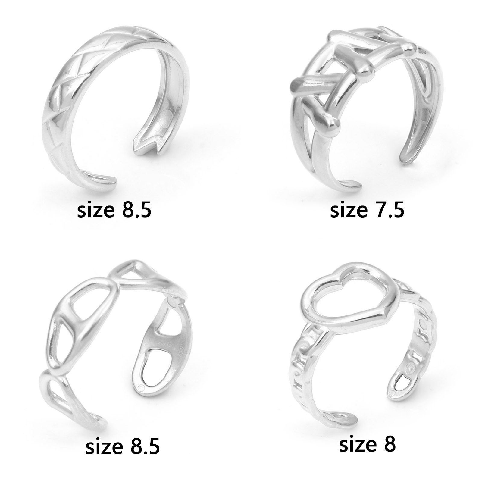 Picture of 304 Stainless Steel Stylish Open Rings Silver Tone Heart