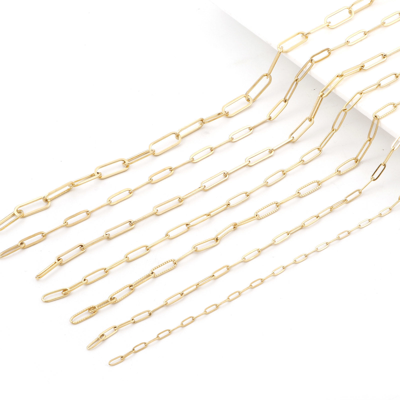 Picture of 1 M Vacuum Plating 304 Stainless Steel Link Cable Chain For Handmade DIY Jewelry Making Findings Oval Gold Plated