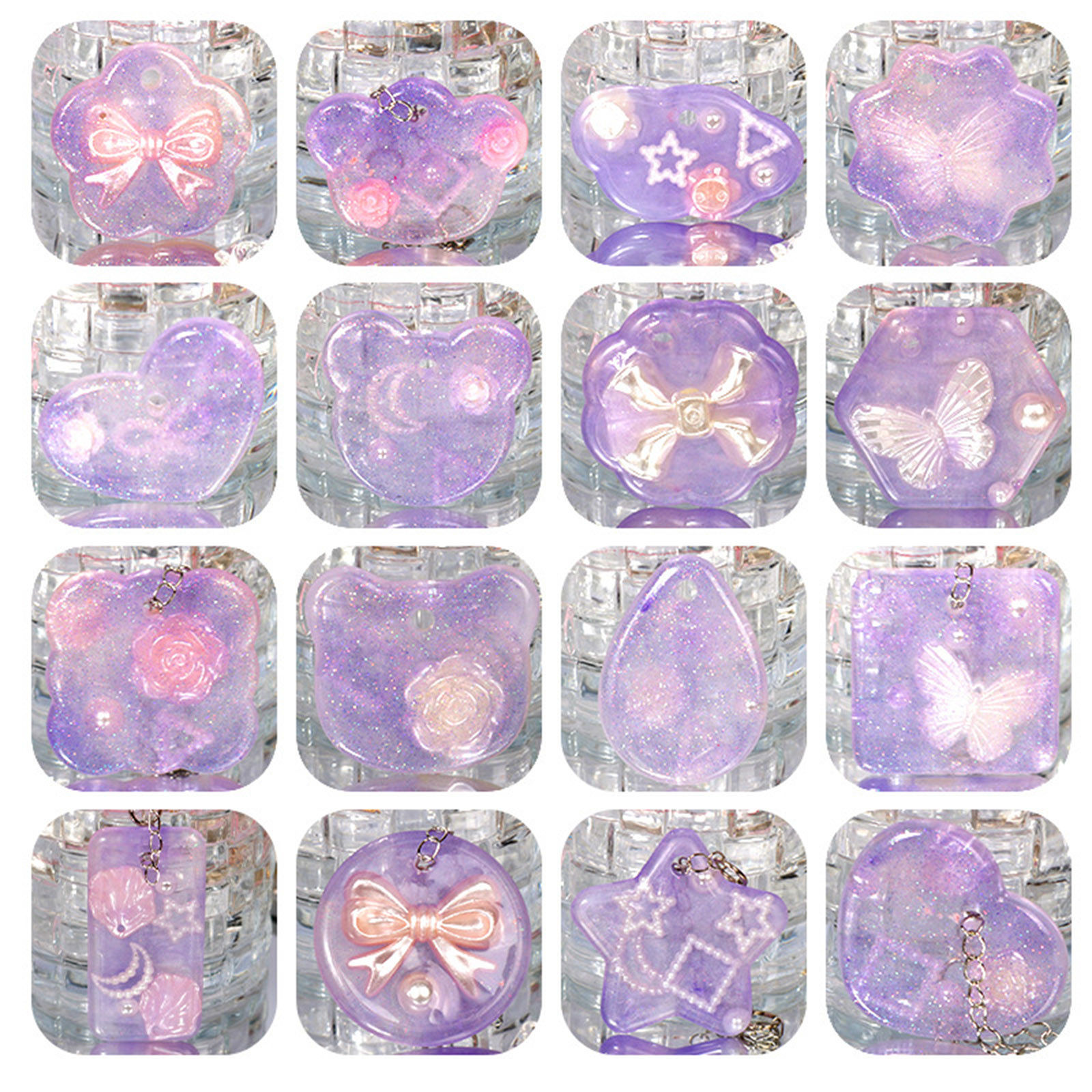 Picture of Silicone Resin Mold For Keychain Necklace Earring Pendant Jewelry DIY Making Heart Flower White 