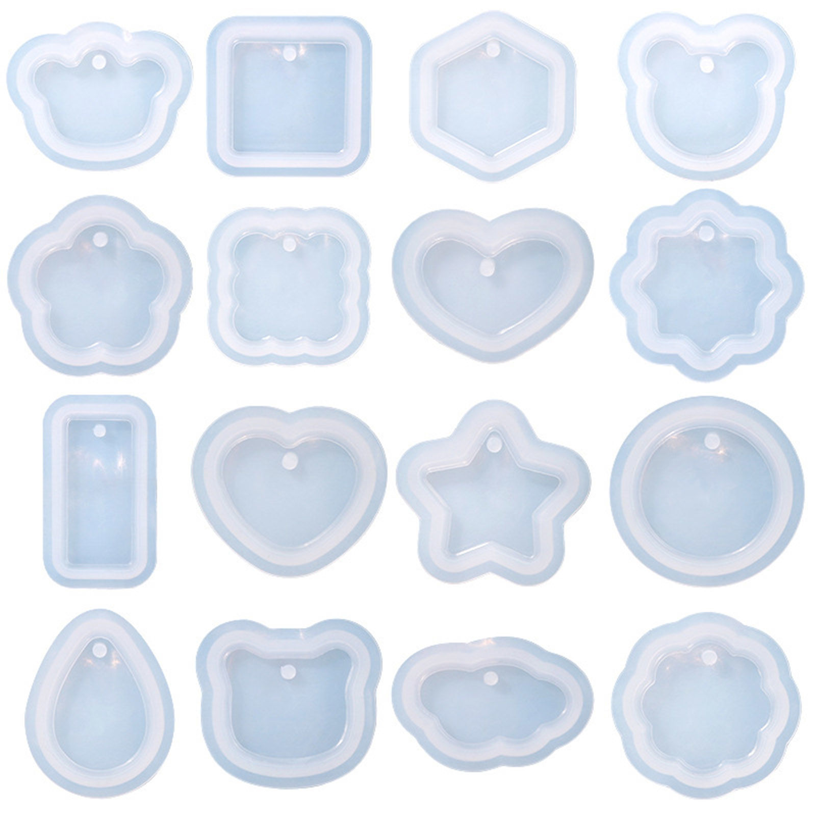 Picture of Silicone Resin Mold For Keychain Necklace Earring Pendant Jewelry DIY Making Heart Flower White 
