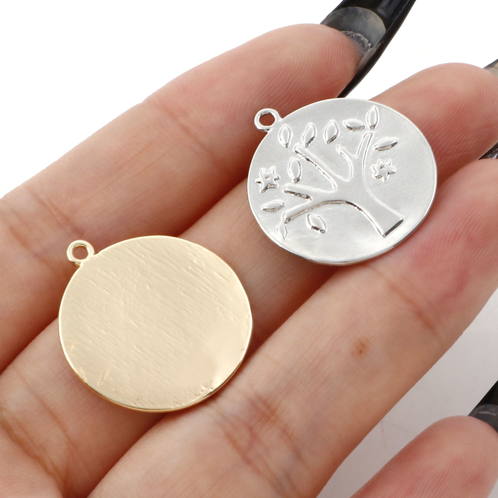 Picture of Brass Charms Round Real Gold Plated Tree 23mm x 21mm