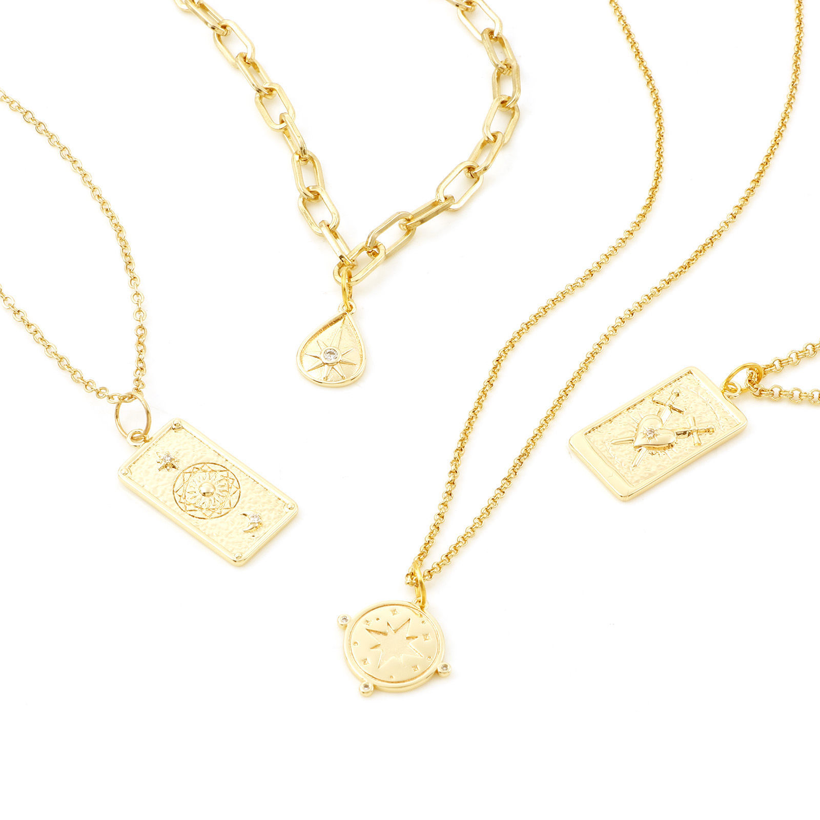 Picture of Brass Charms Heart Real Gold Plated Micro Pave Clear Cubic Zirconia