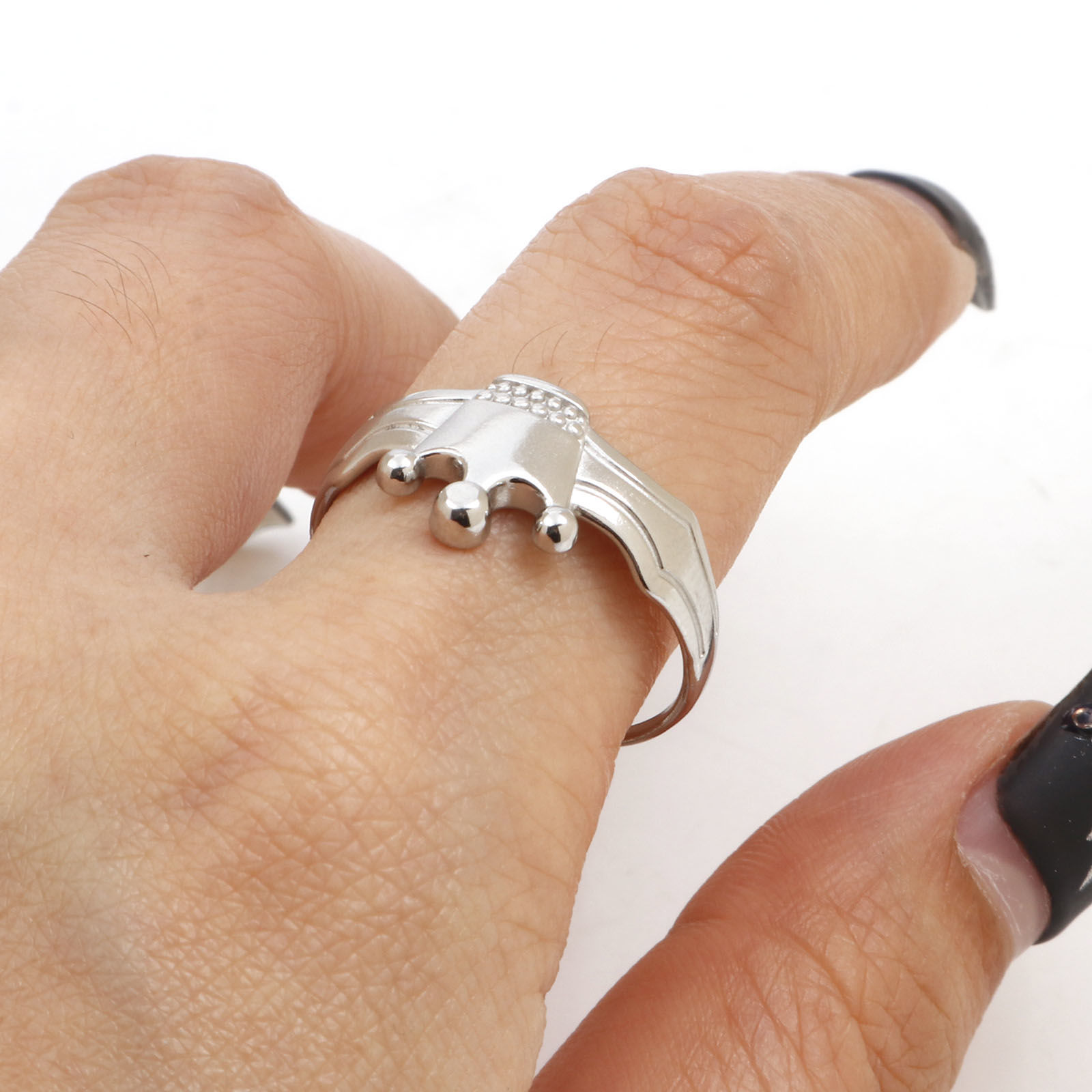 Picture of 304 Stainless Steel Open Adjustable Rings Silver Tone