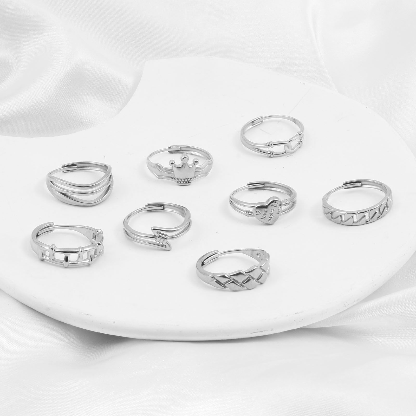 Picture of 304 Stainless Steel Open Adjustable Rings Silver Tone
