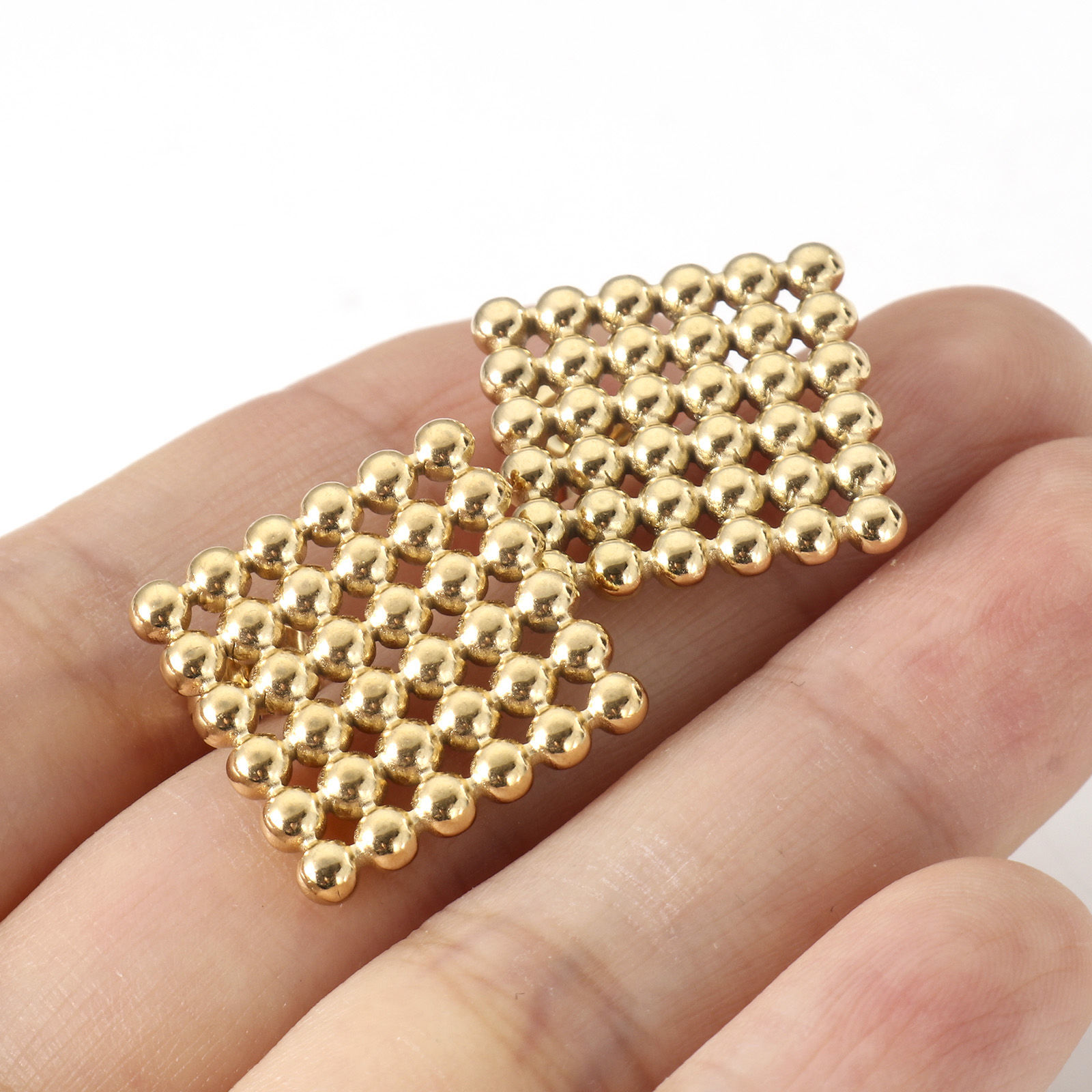Picture of 304 Stainless Steel Geometry Series Earrings Multicolor Rhombus 24mm x 24mm