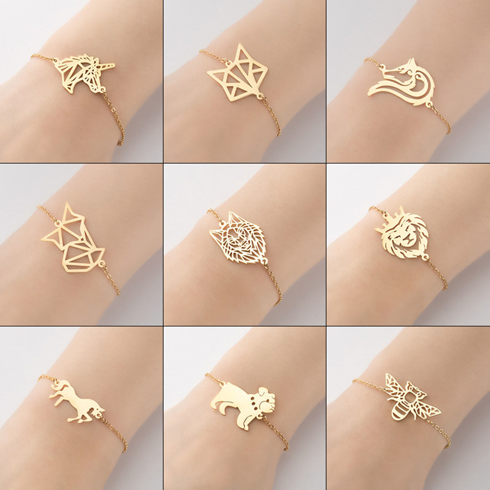 Picture of 304 Stainless Steel Link Cable Chain Bracelets Multicolor Animal Hollow 13.5cm(5 3/8") long