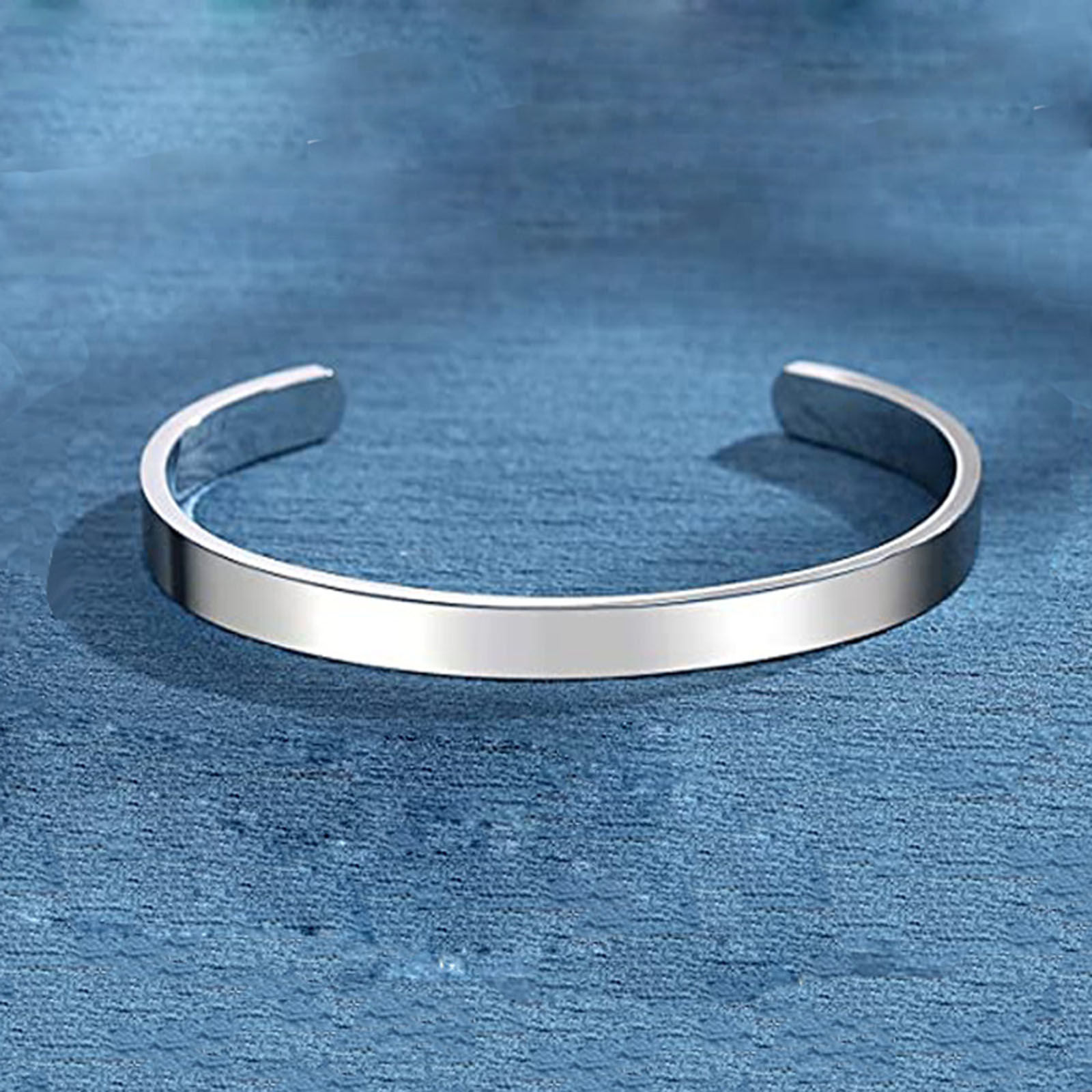 Picture of 304 Stainless Steel Positive Quotes Energy Open Cuff Bangles Bracelets Silver Tone Word Message 6.5cm x 5.5cm