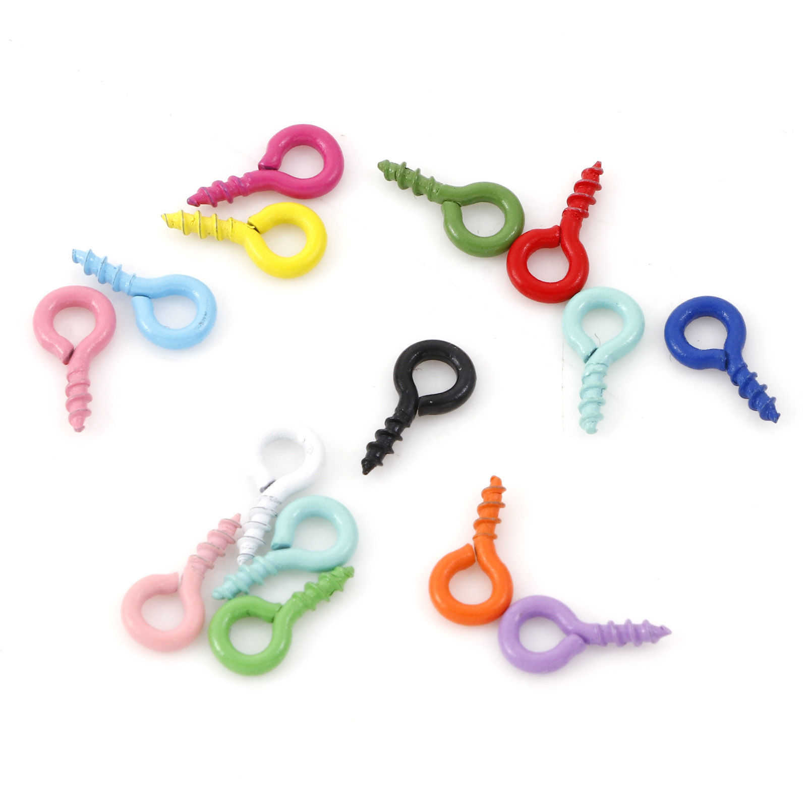 Bild von Eisenlegierung Ösenschrauben Holzgewinde Bunt Spritzlackierung 8mm x 4mm, 50 Stück