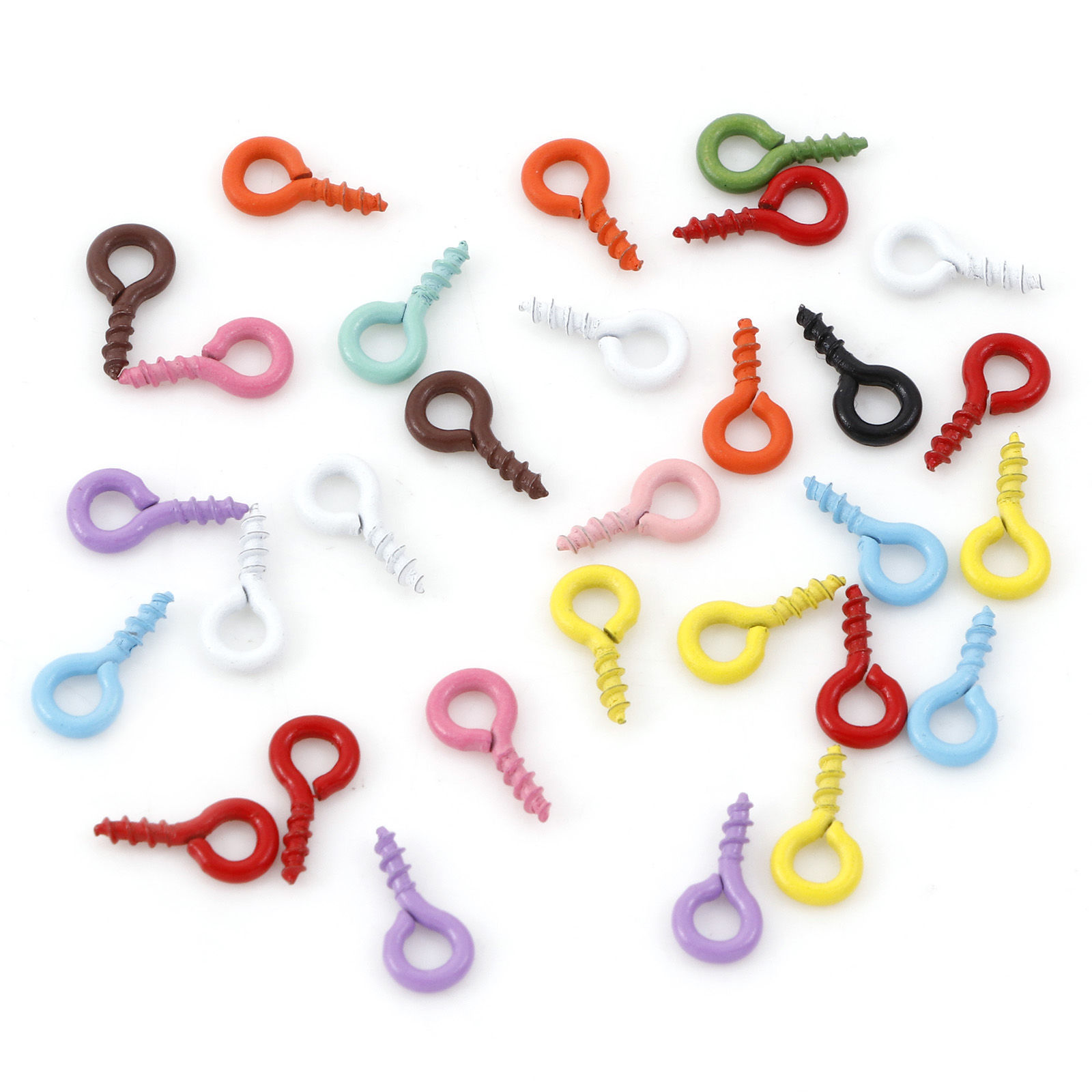Bild von Eisenlegierung Ösenschrauben Holzgewinde Bunt Spritzlackierung 8mm x 4mm, 50 Stück