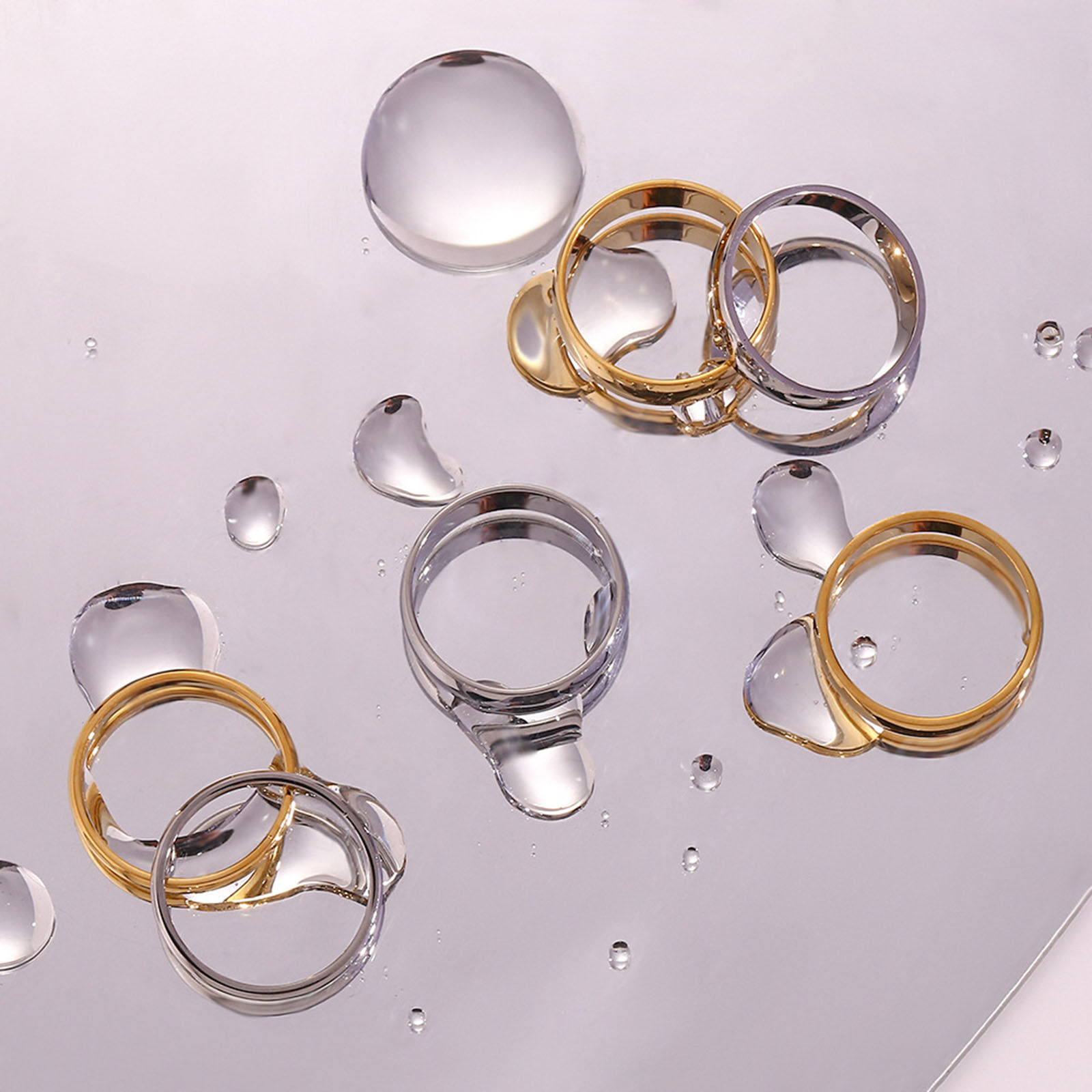 Picture of 304 Stainless Steel Simple Unadjustable Band Rings Multicolor