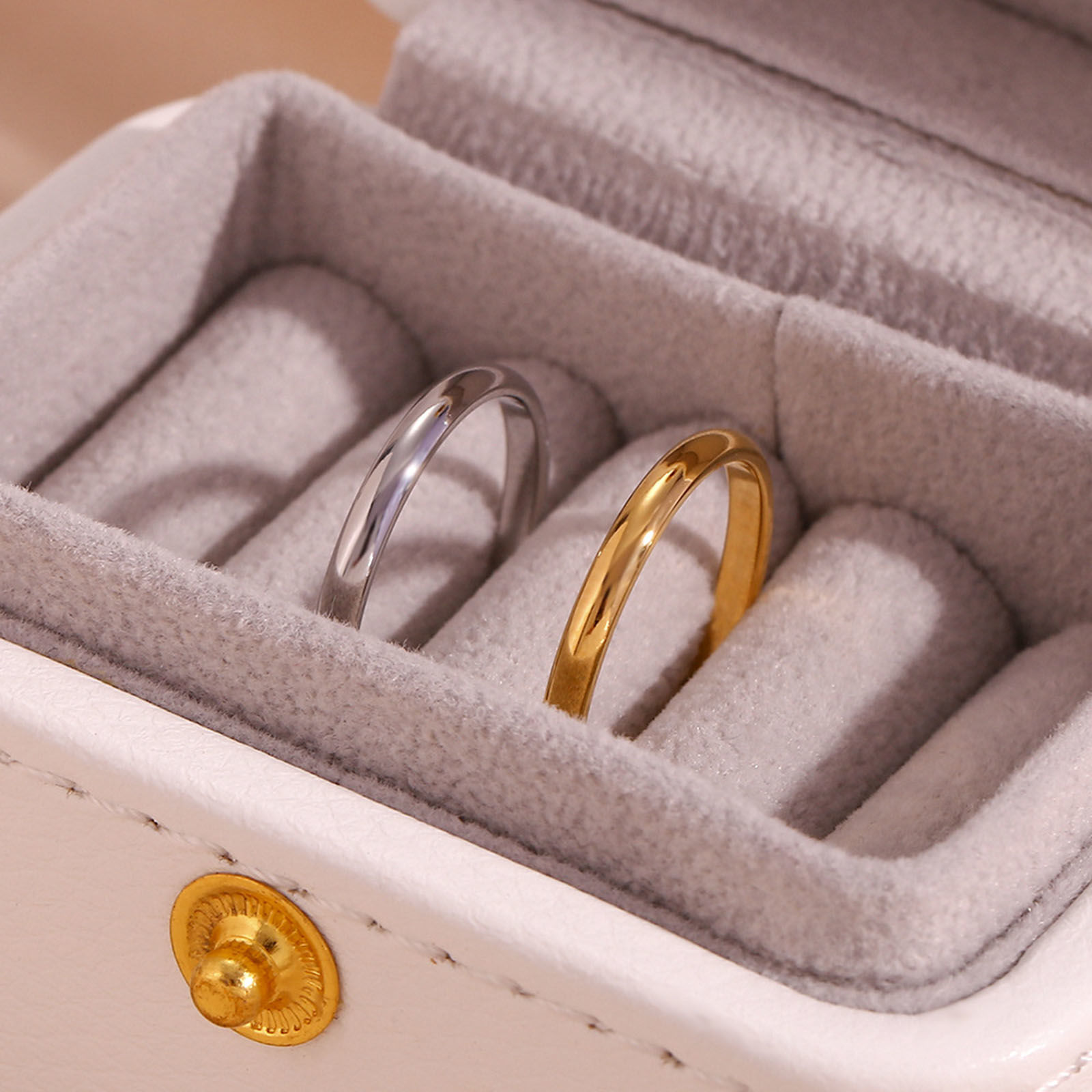 Picture of 304 Stainless Steel Simple Unadjustable Band Rings Multicolor