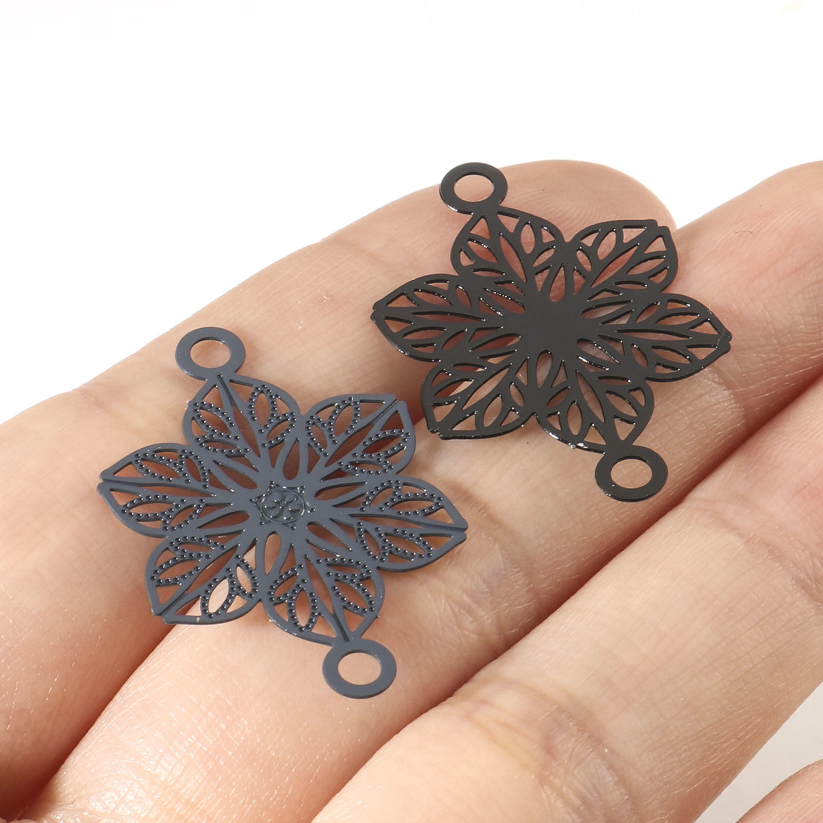 Picture of Iron Based Alloy Filigree Stamping Connectors Flower Multicolor Painted 3cm x 2cm