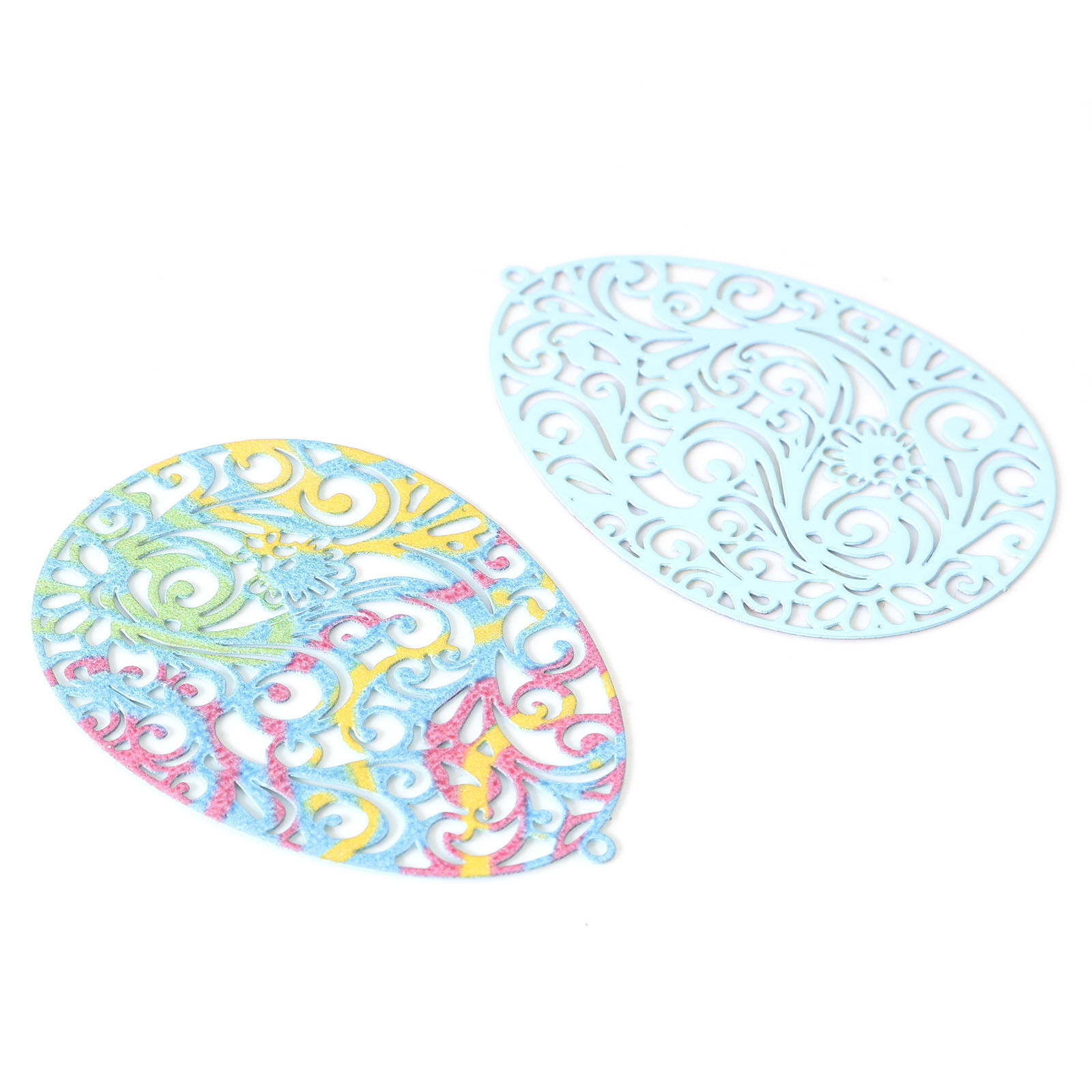 Picture of Iron Based Alloy Enamel Painting Pendants Multicolor Easter Egg Filigree Stamping 4.5cm x 3.3cm