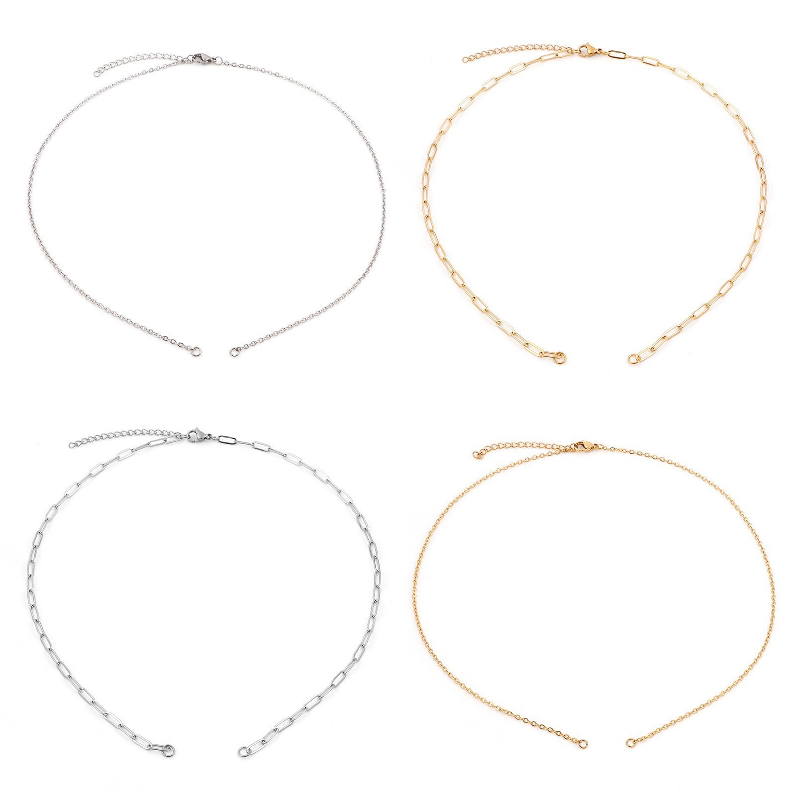 Picture of 304 Stainless Steel Link Cable Chain Semi-finished Necklace For DIY Handmade Jewelry Making Multicolor With Lobster Claw Clasp And Extender Chain 44.5cm(17 4/8") long