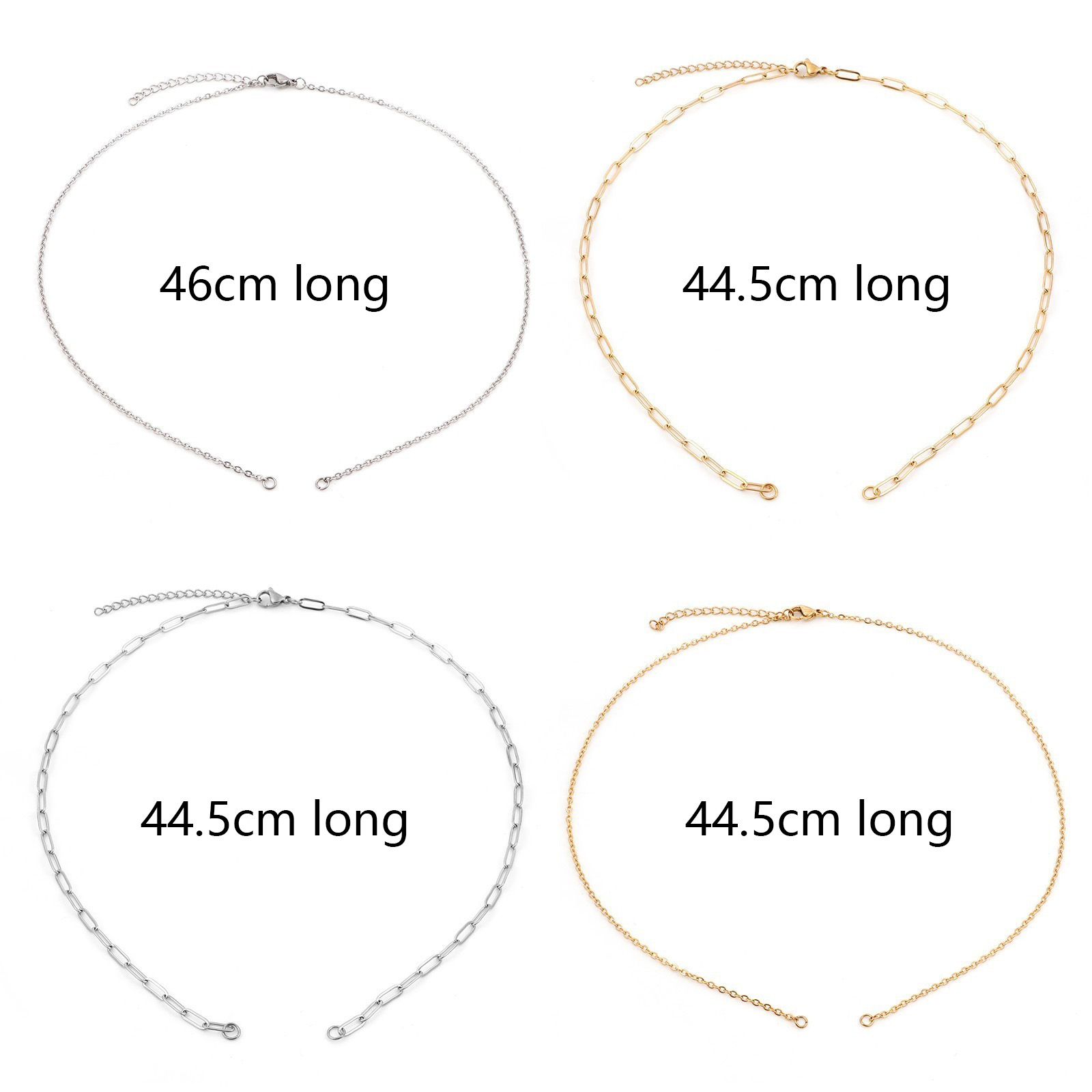 Picture of 304 Stainless Steel Link Cable Chain Semi-finished Necklace For DIY Handmade Jewelry Making Multicolor With Lobster Claw Clasp And Extender Chain 44.5cm(17 4/8") long