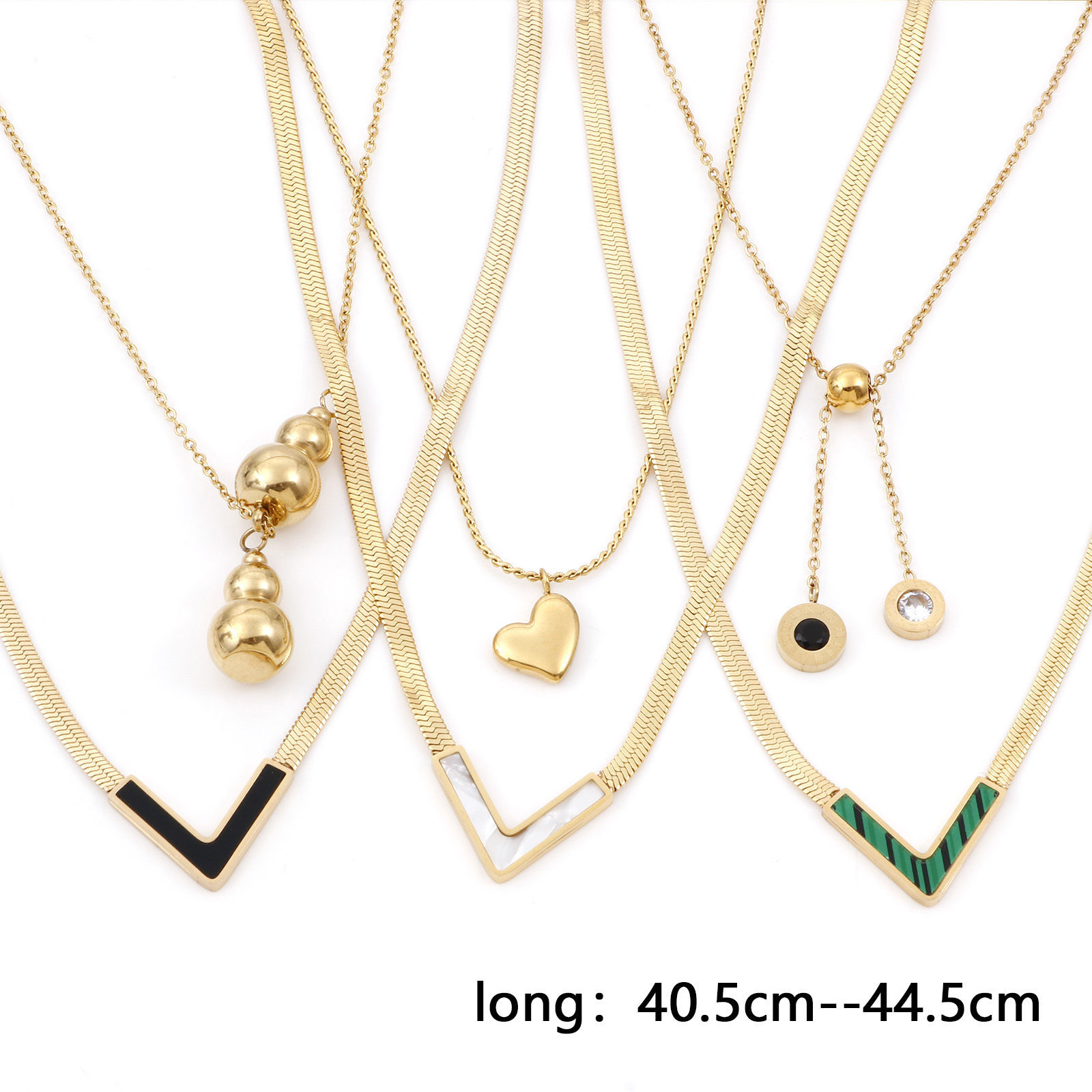 Picture of 304 Stainless Steel Stylish Link Chain Necklace 18K Gold Plated V Shape
