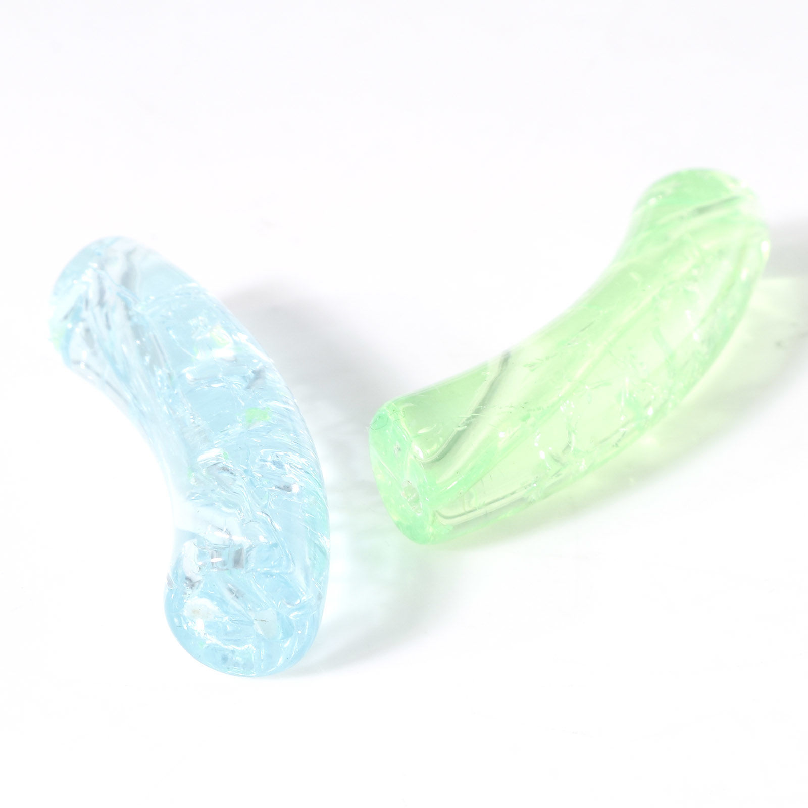 Picture of Acrylic Beads For DIY Jewelry Making Multicolor Curved Tube Arc Crackle About 3.3cm x 0.8cm