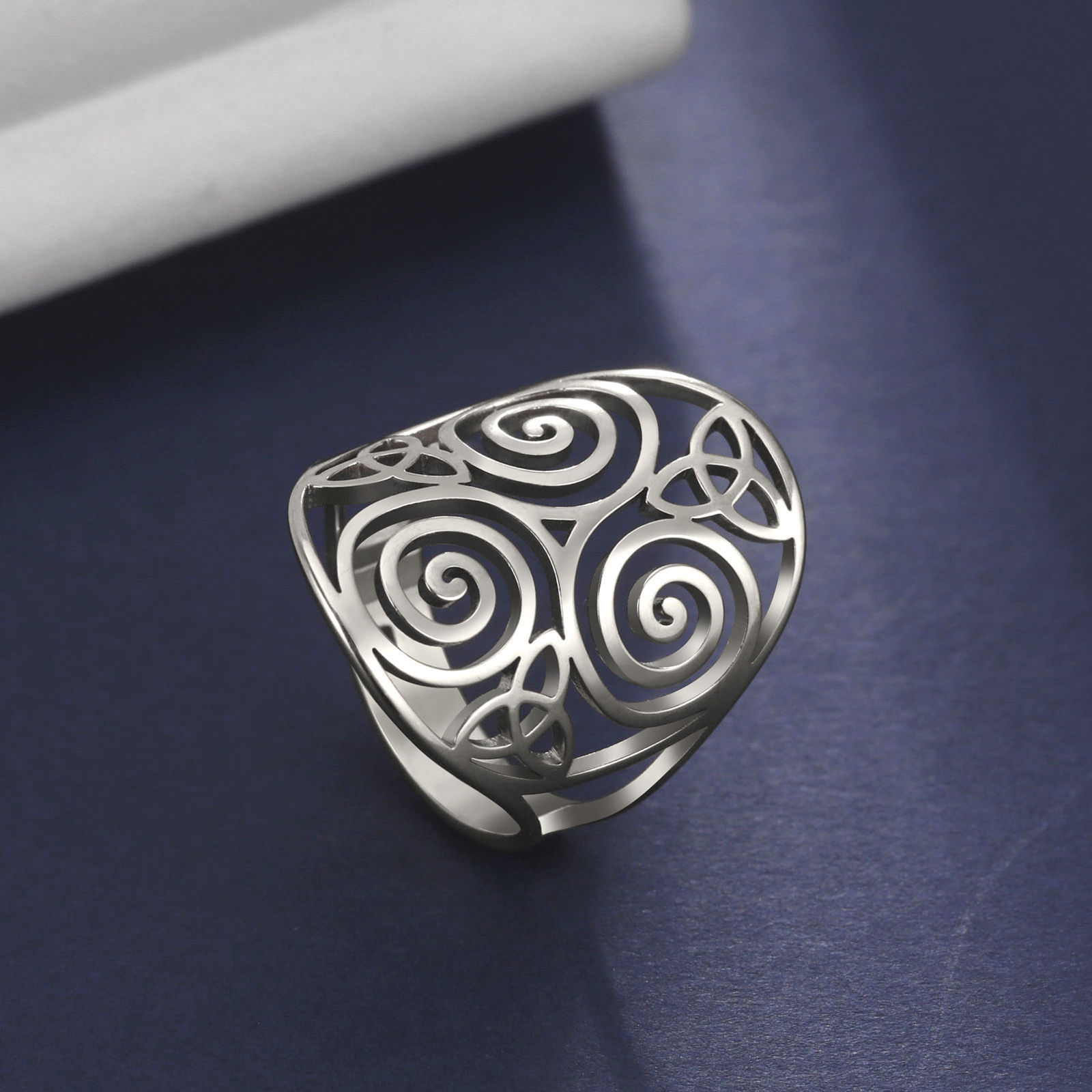 Picture of 304 Stainless Steel Stylish Open Adjustable Rings Multicolor Celtic Knot Spiral 17.3mm(US Size 7)