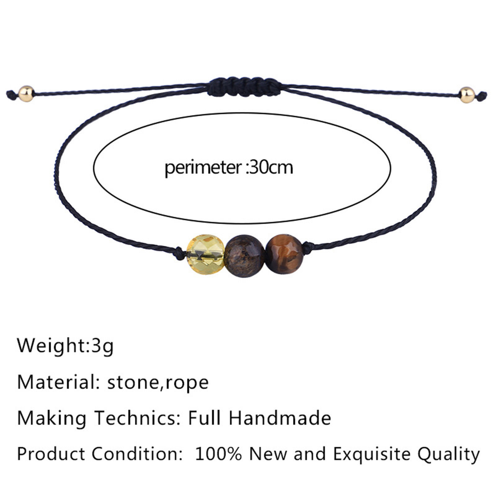 Picture of Gemstone Adjustable Braided Bracelets Zodiac Constellation 30cm(11 6/8") long