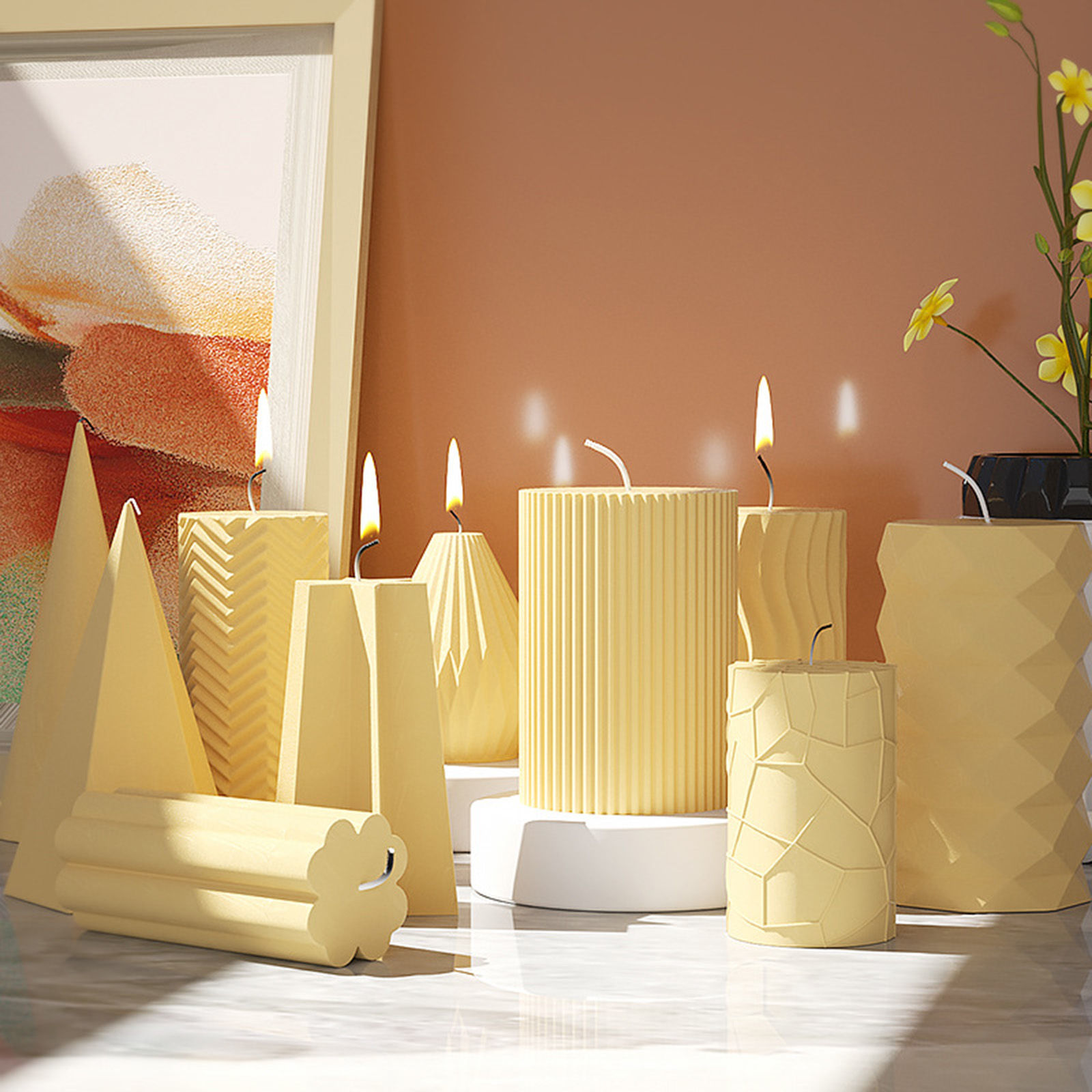 Picture of Silicone Resin Mold For Candle Soap DIY Making Cylinder White