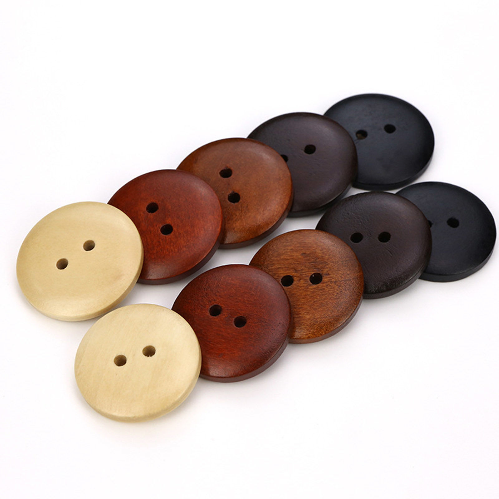 Imagen de Madera Botón de Costura Scrapbooking Dos Agujeros Ronda Negro 100 Unidades