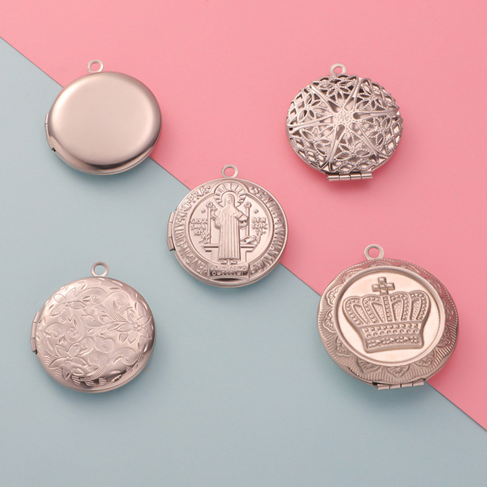 Picture of 304 Stainless Steel Picture Photo Frame Locket Charms Silver Tone Book Heart Can Open