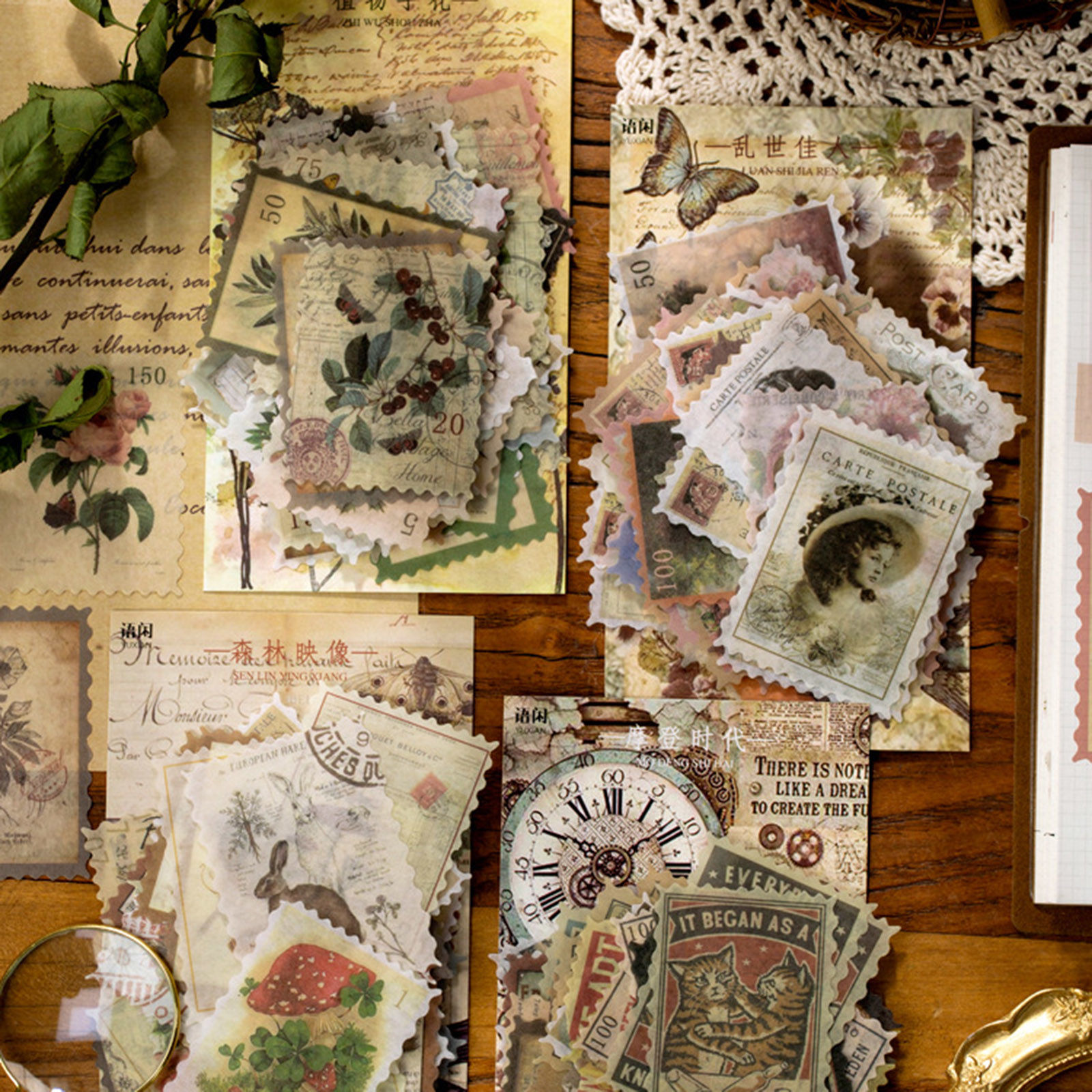 Picture of Paper Retro DIY Scrapbook Deco Stickers Multicolor Postage Stamp 16cm x 9cm